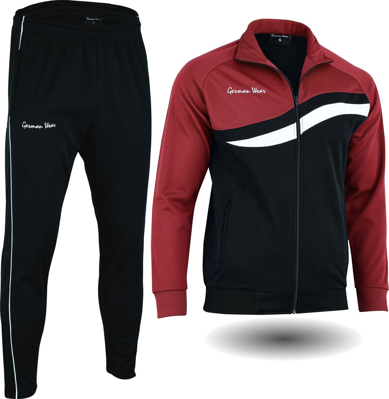 German Wear Sportanzug Doppellagig GW779k, Jogginganzug Trainingsanzugs Herren Weinrot Trainingsanzug