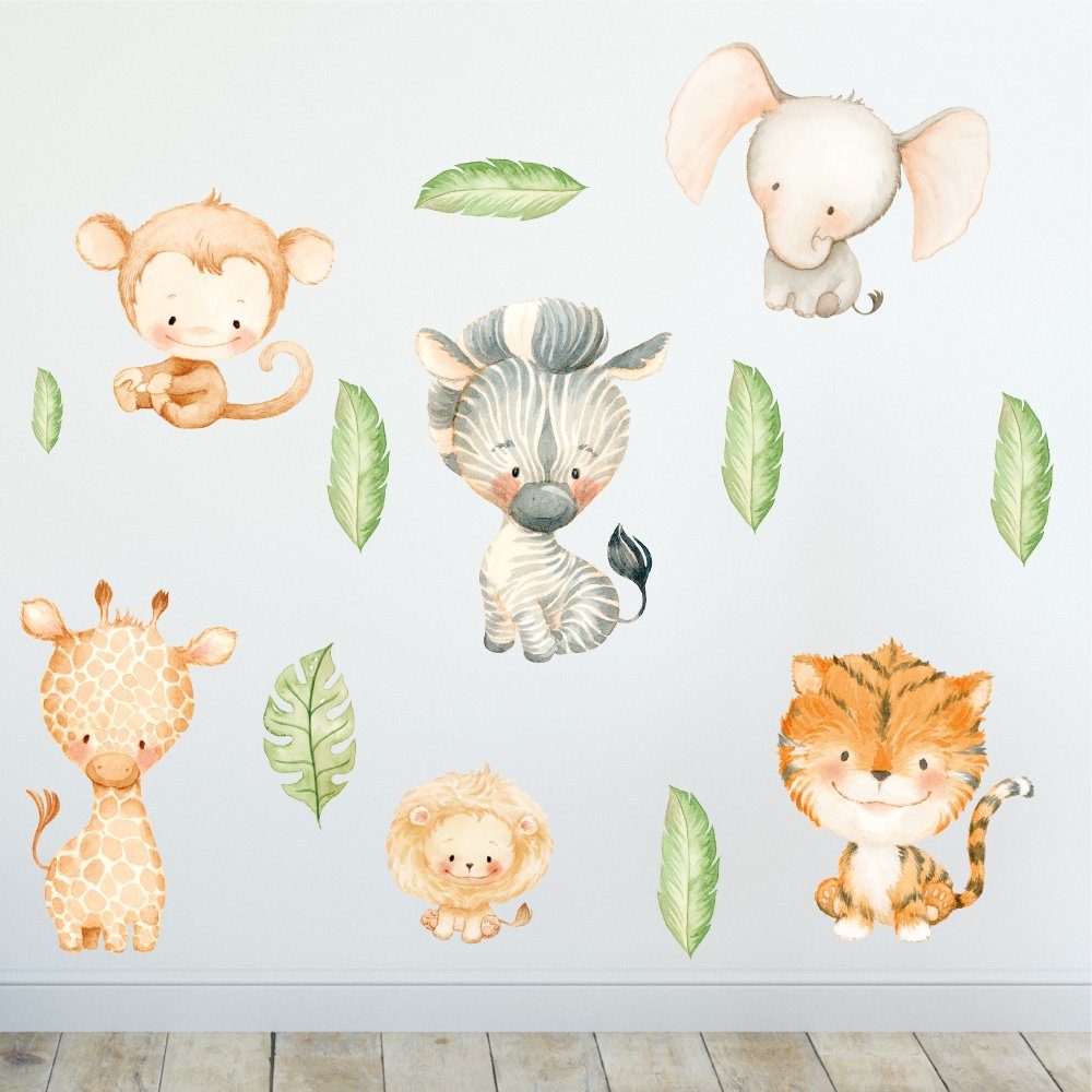 Sunnywall Wandtattoo Safari Baby - Wandtattoo Kinderzimmer Baby Wandaufkleber (6 St)