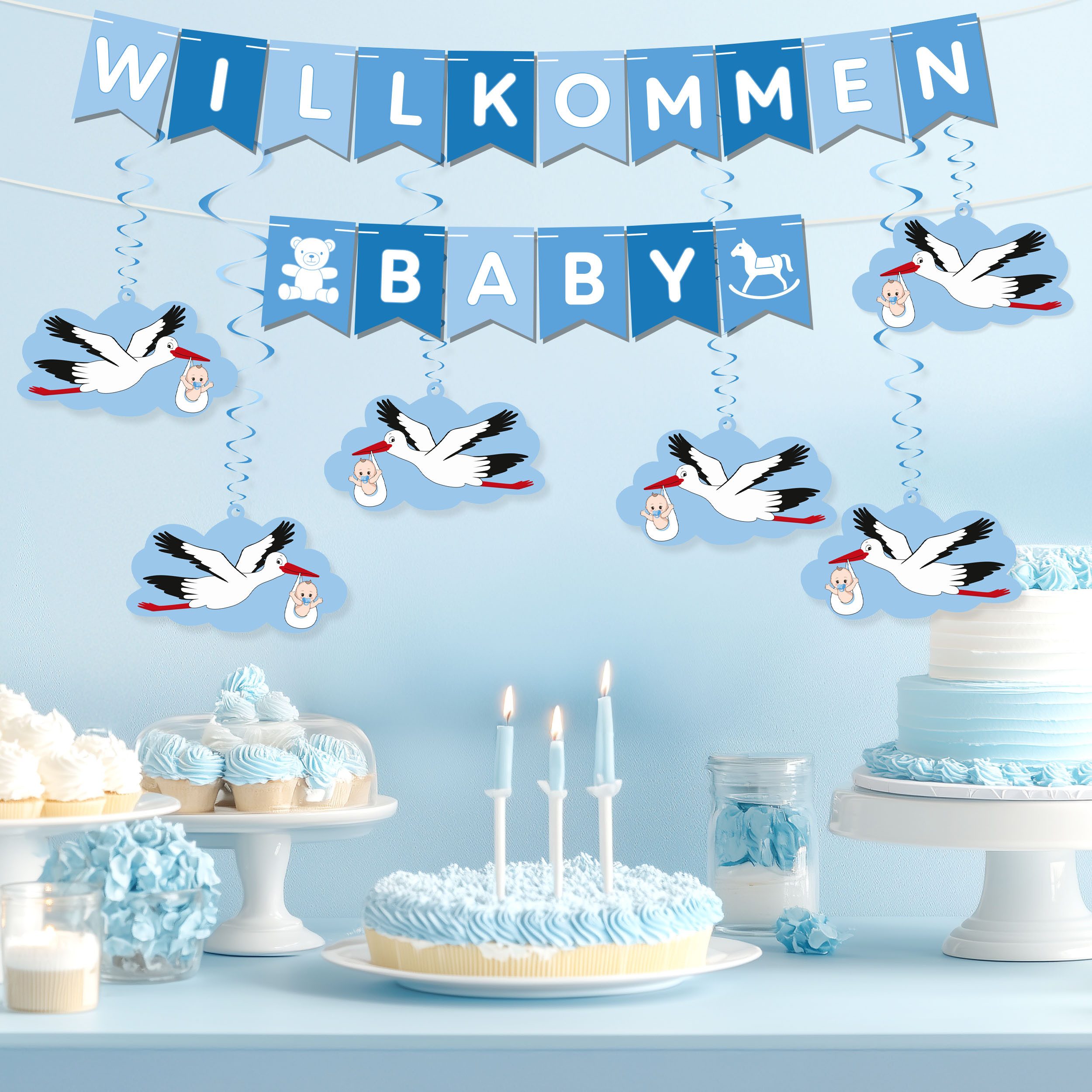 BRUBAKER Girlande Willkommen Baby Wimpelkette für Mädchen mit Storch Anhäng günstig online kaufen