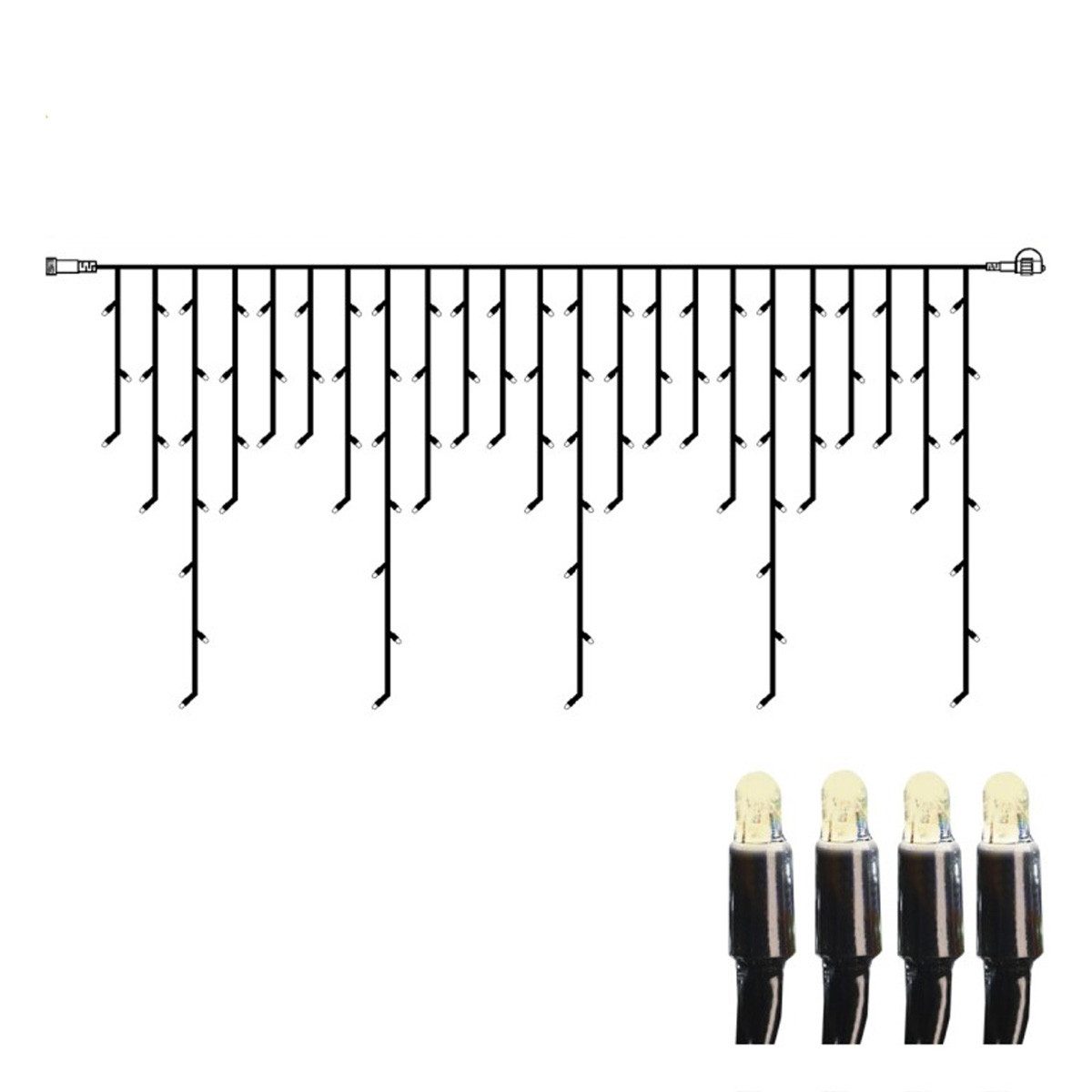 STAR TRADING LED-Lichtervorhang System24 LED Eisregen Vorhang 2x1m Icicle Lichterkette koppelbar, 98-flammig