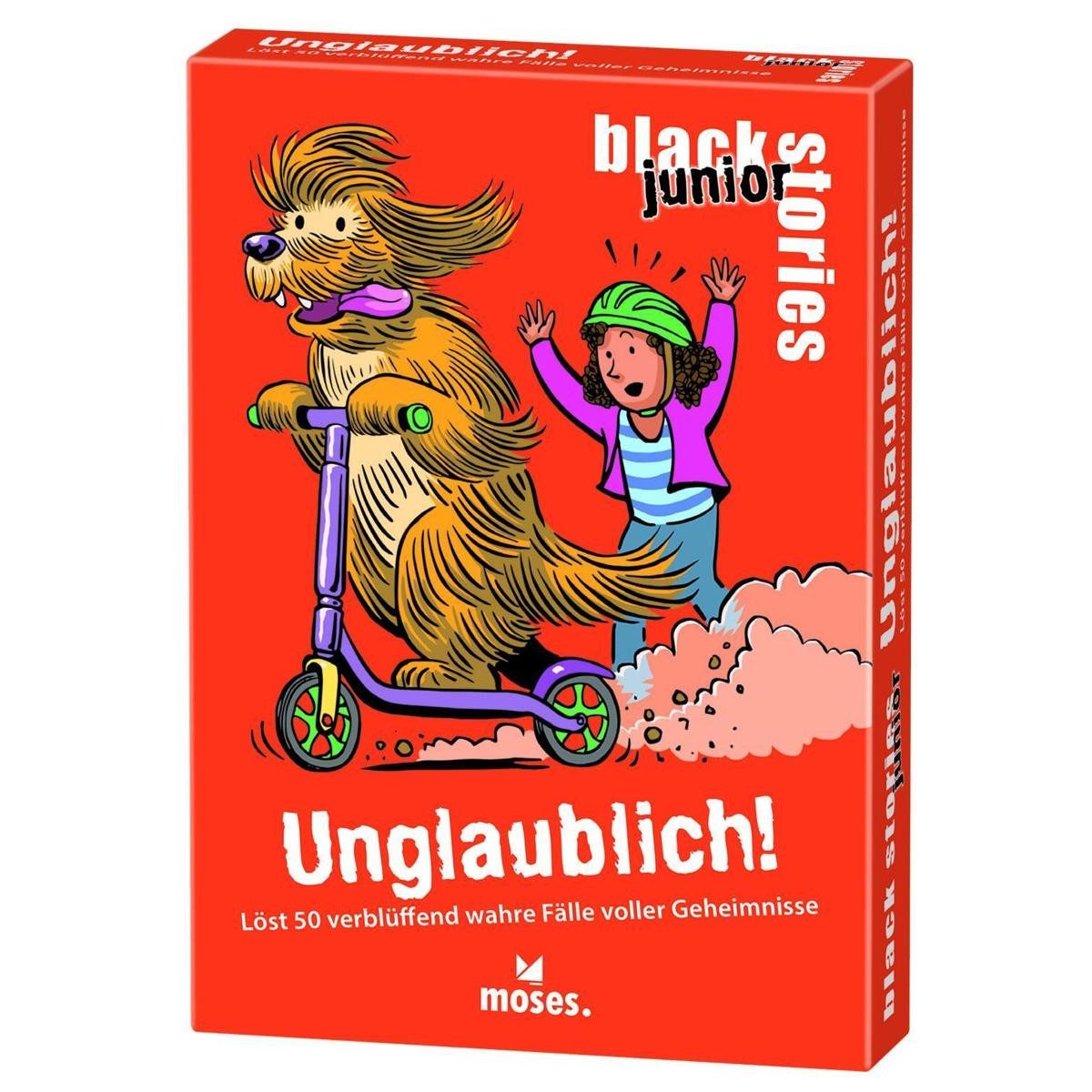 Moses. Verlag Spiel, Familienspiel MOS90094 - black stories Junior Unglaublich! DE, Rätselspiel