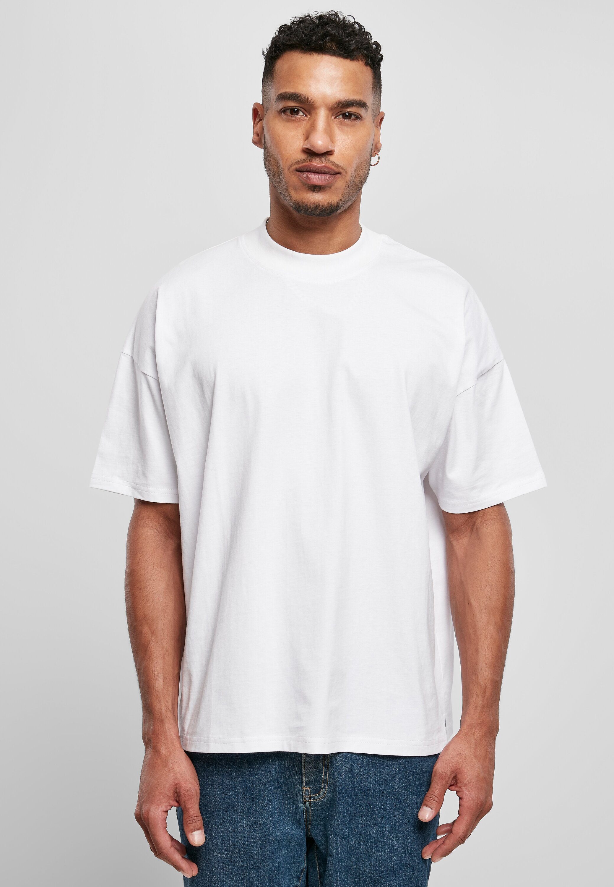 URBAN CLASSICS T-Shirt Herren Neck white Mock (1-tlg) Oversized Tee