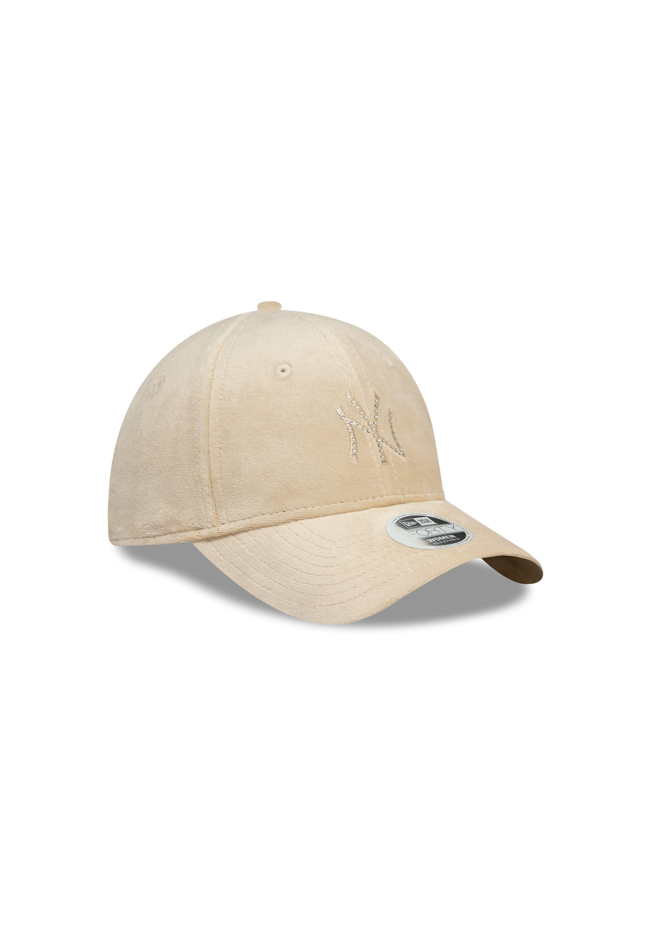 New Era Baseball Cap New York Yankees MLB Womens Diamante Velour Beige 9Forty Verstellbare (1-St)