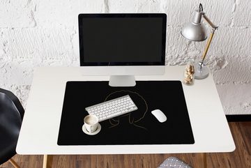 MuchoWow Gaming Mauspad Frau - Sonnenbrille - Gold - Strichzeichnung (1-St), Büro für Tastatur und Maus, Mousepad Gaming, 90x60 cm, XXL, Großes