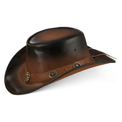 BLACK FOREST FOX Cowboyhut »STAR Cowboy Western Leder Hut« Terra Brown Größe S