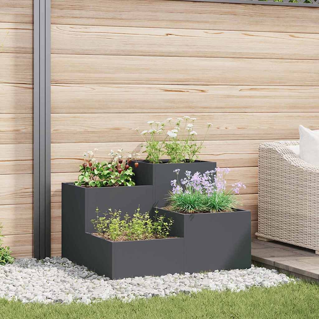 vidaXL Blumentopf Gartenblumentopf Anthrazit 80 x 80 x 60 cm Stahl (1 St)