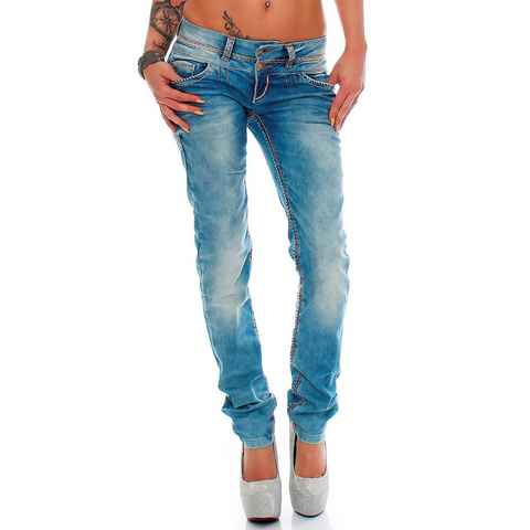 Cipo & Baxx 5-Pocket-Jeans Low Waist Hose BA-CBW0347A mit dicken Nähten und Doppelter Bund