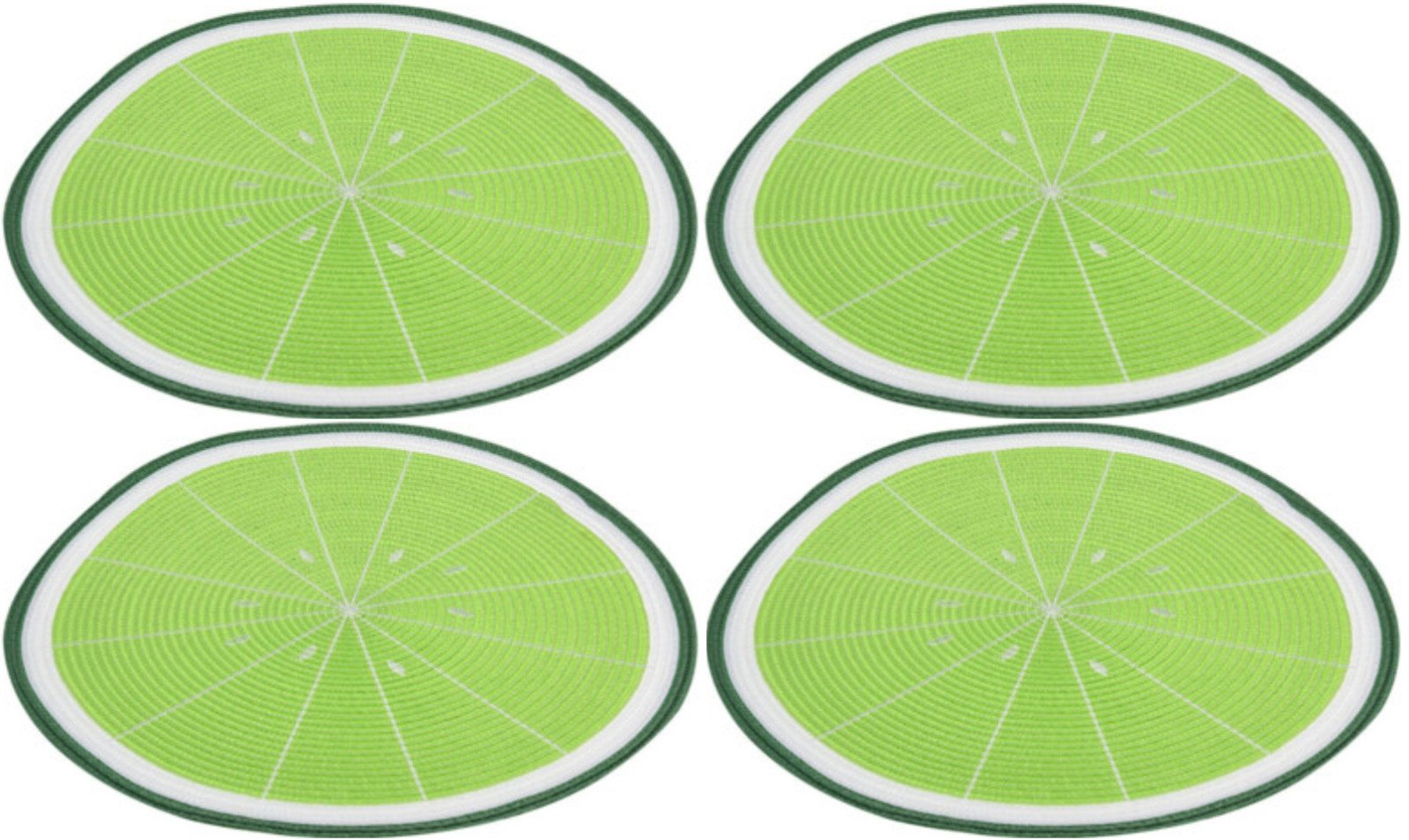 Koopman Platzset Tischset Platzteller Tischset Frucht 4 Tlg. Set, (4-St), 4 Stk, Limette, Ø 38cm, Polyester, Esstisch