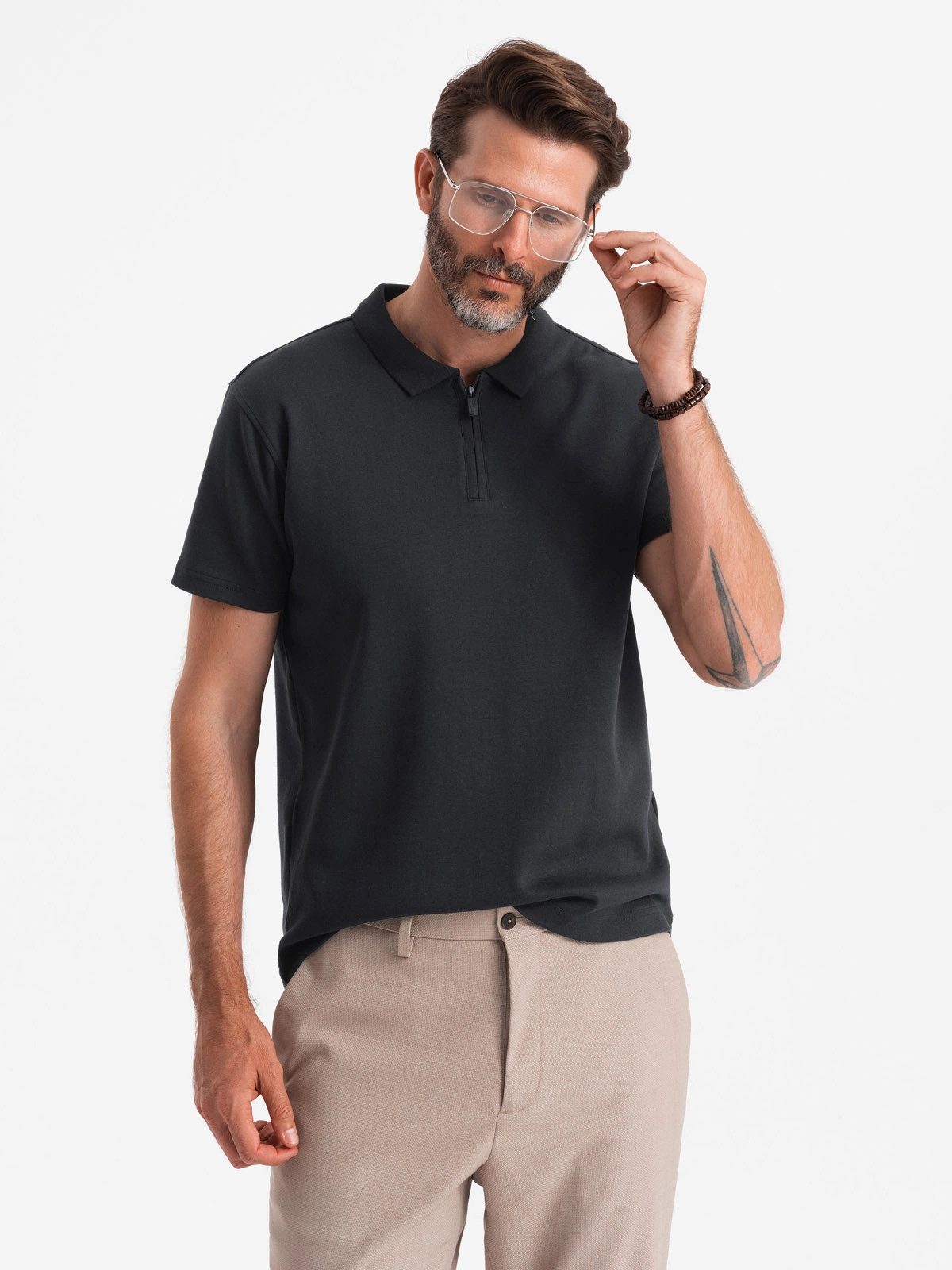 OMBRE Poloshirt Herren-Poloshirt mit Reißverschlusskragen günstig online kaufen