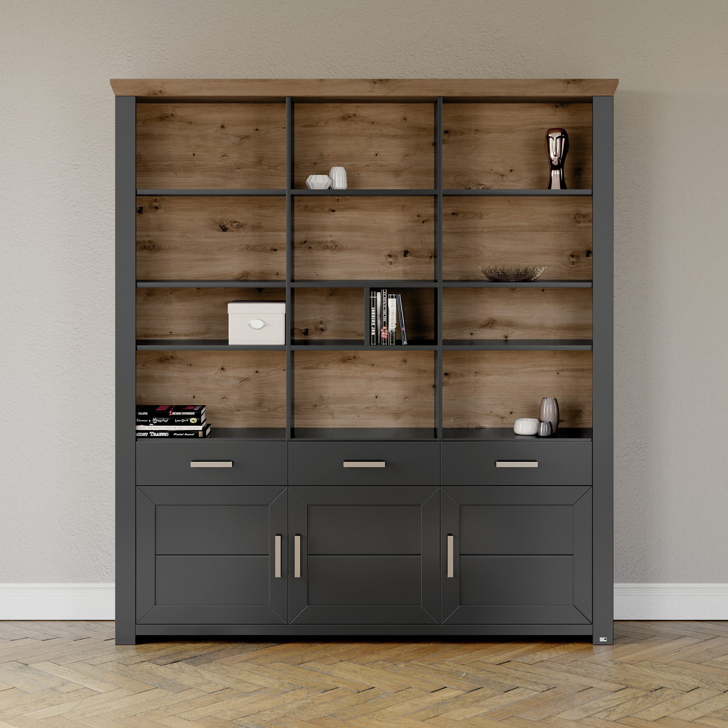 set one by Musterring Aktenregal York, offenes Design, wahlweise mit Beleuchtung, 3 Farben, Breite 184 cm