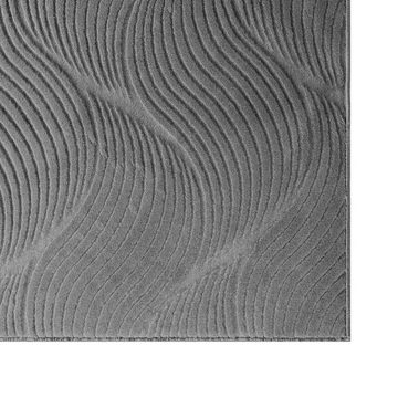 Teppich Schöner warmer Teppich mit elegantem Wellenmuster in anthrazit, Carpetia, rechteckig, Höhe: 16 mm