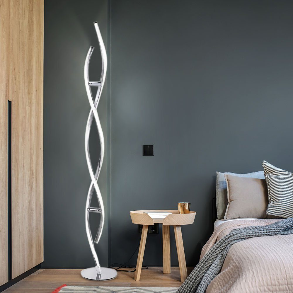 JUST LIGHT LED Stehlampe, LED-Leuchtmittel fest verbaut, Warmweiß, LED Design Steh Leuchte geschwungen Wohn Zimmer Beleuchtung