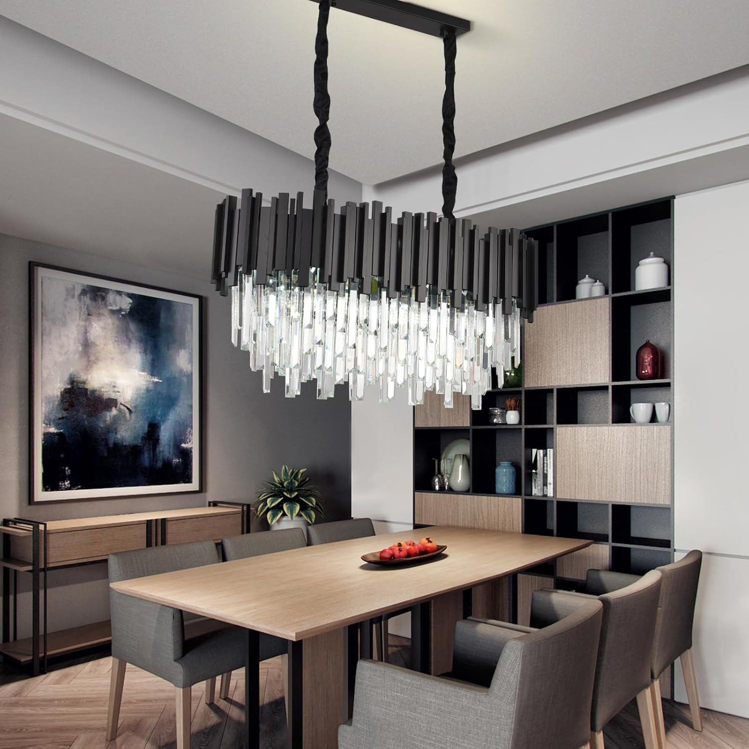 RRBEST Kronleuchter Kristall Leuchte, Kristall Deckenleuchte Silver, E14 Lichter, für Esszimmer, Küche, Wohnzimmer, Schlafzimmer, Flur, Café, Bar