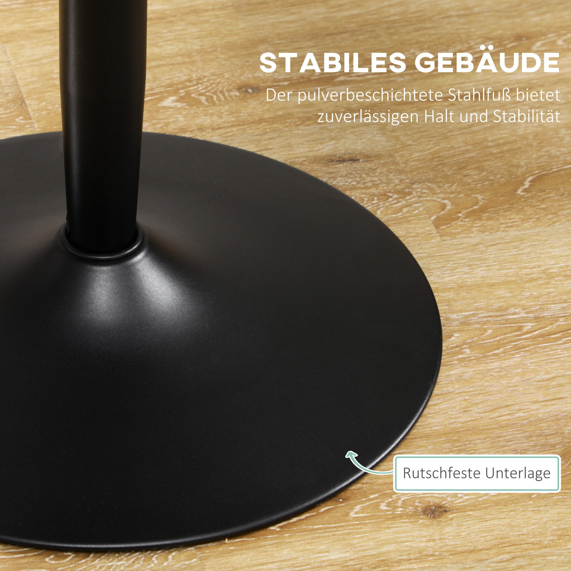 HOMCOM Esstisch Runder Küchentisch für 2, Moderner Esszimmertisch mit Stahlbein, Rutschfester Fuß, Ideal für kleine Räume Aosom – Bild 5 von 5