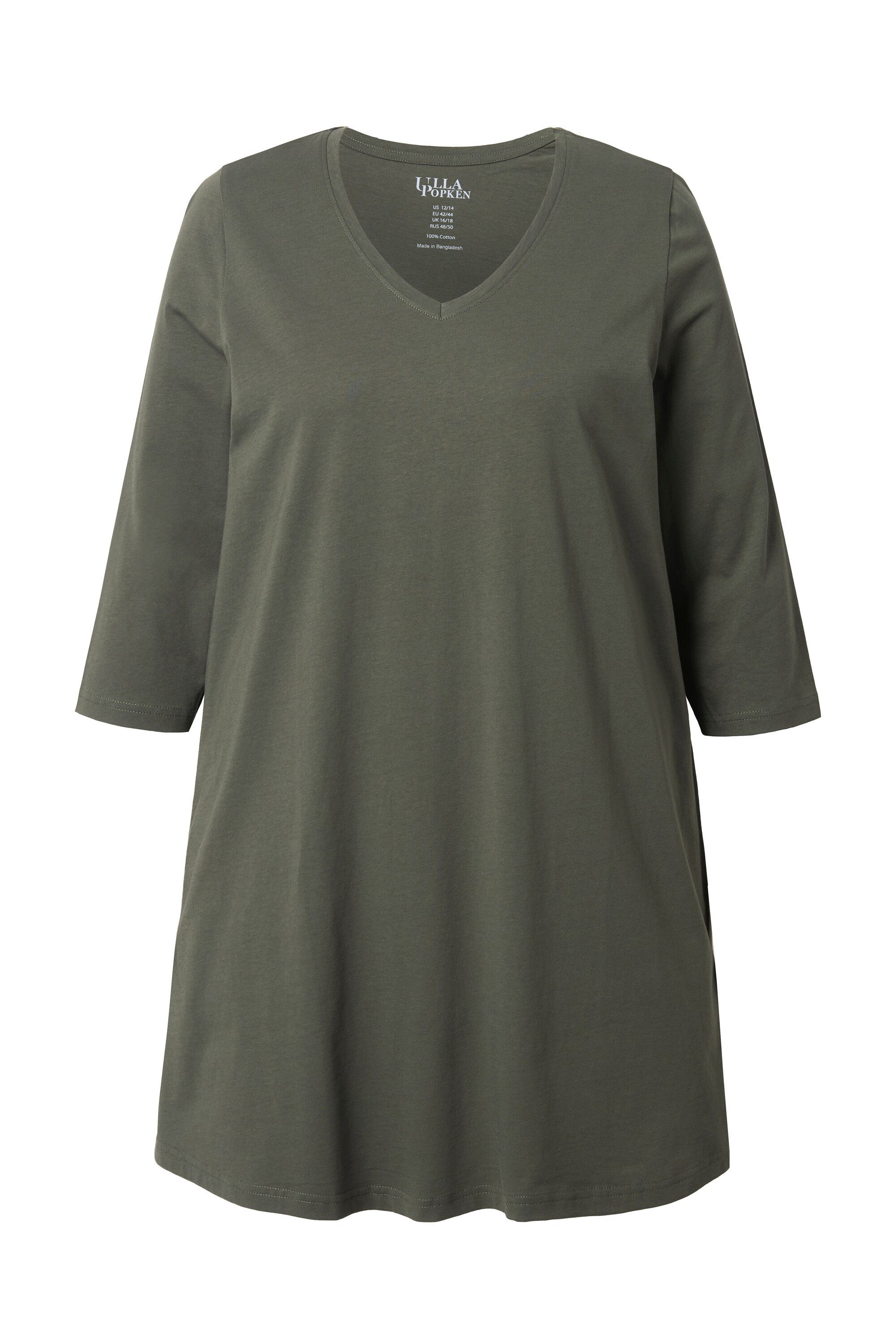 Ulla Popken Longshirt Longshirt A-Linie V-Ausschnitt günstig online kaufen