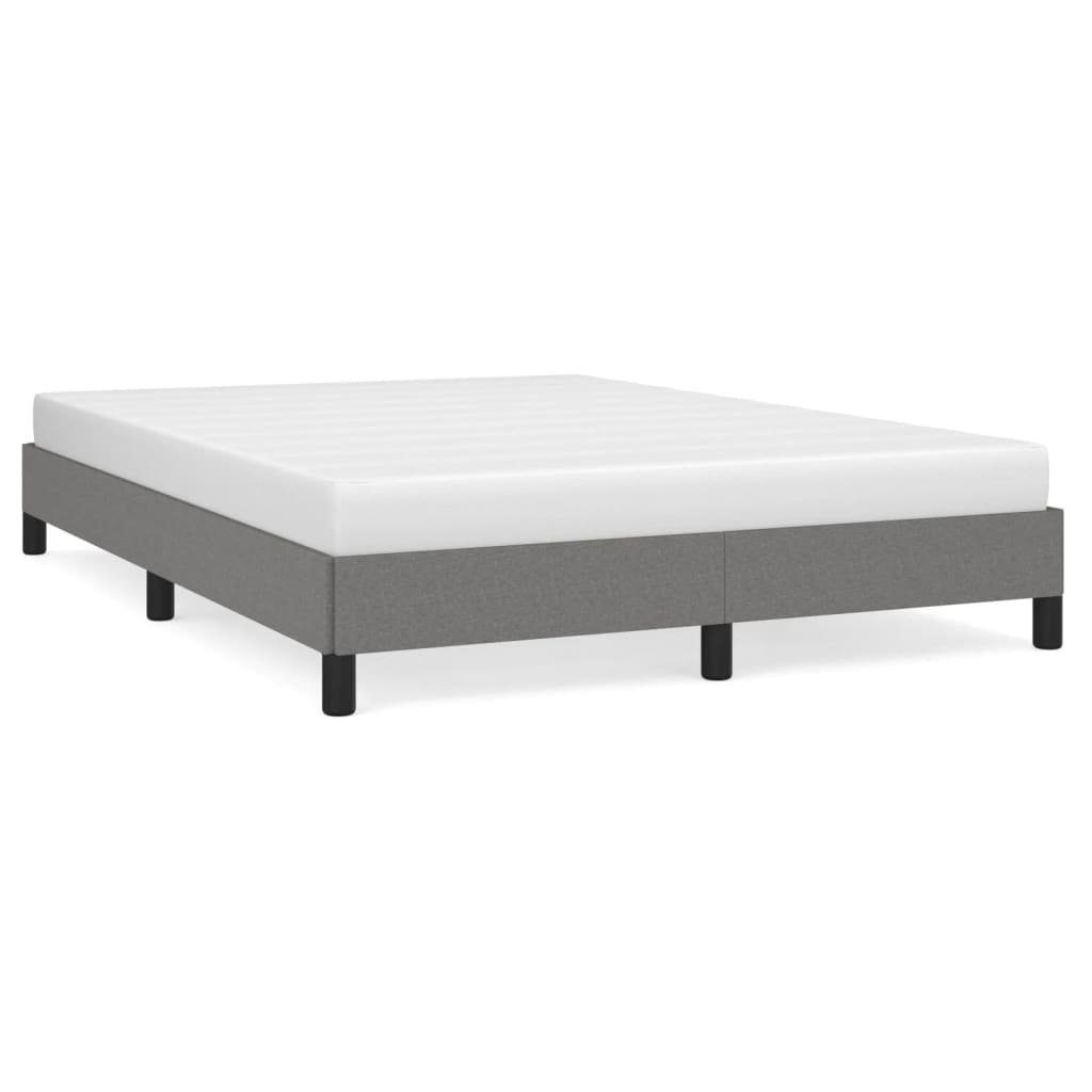 furnicato Bettgestell Dunkelgrau 203x143x25 cm Stoff und Massivholz (1-tlg), Atmungsaktives Schlafgestell mit Lattenrost und stabilen Stützbeinen