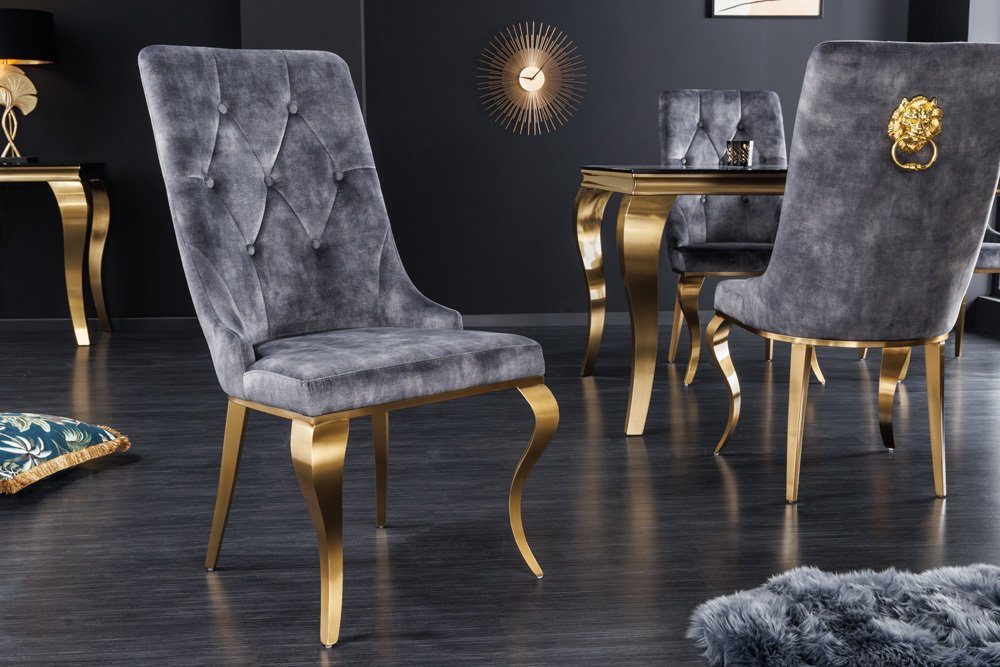 riess-ambiente Polsterstuhl MODERN BAROCK grau / günstig online kaufen