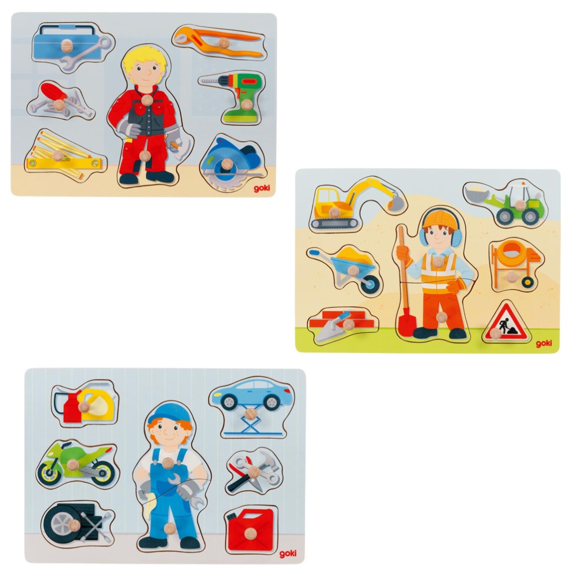 goki Steckpuzzle goki Steckpuzzle aus Holz - Set Berufe, 8 Puzzleteile