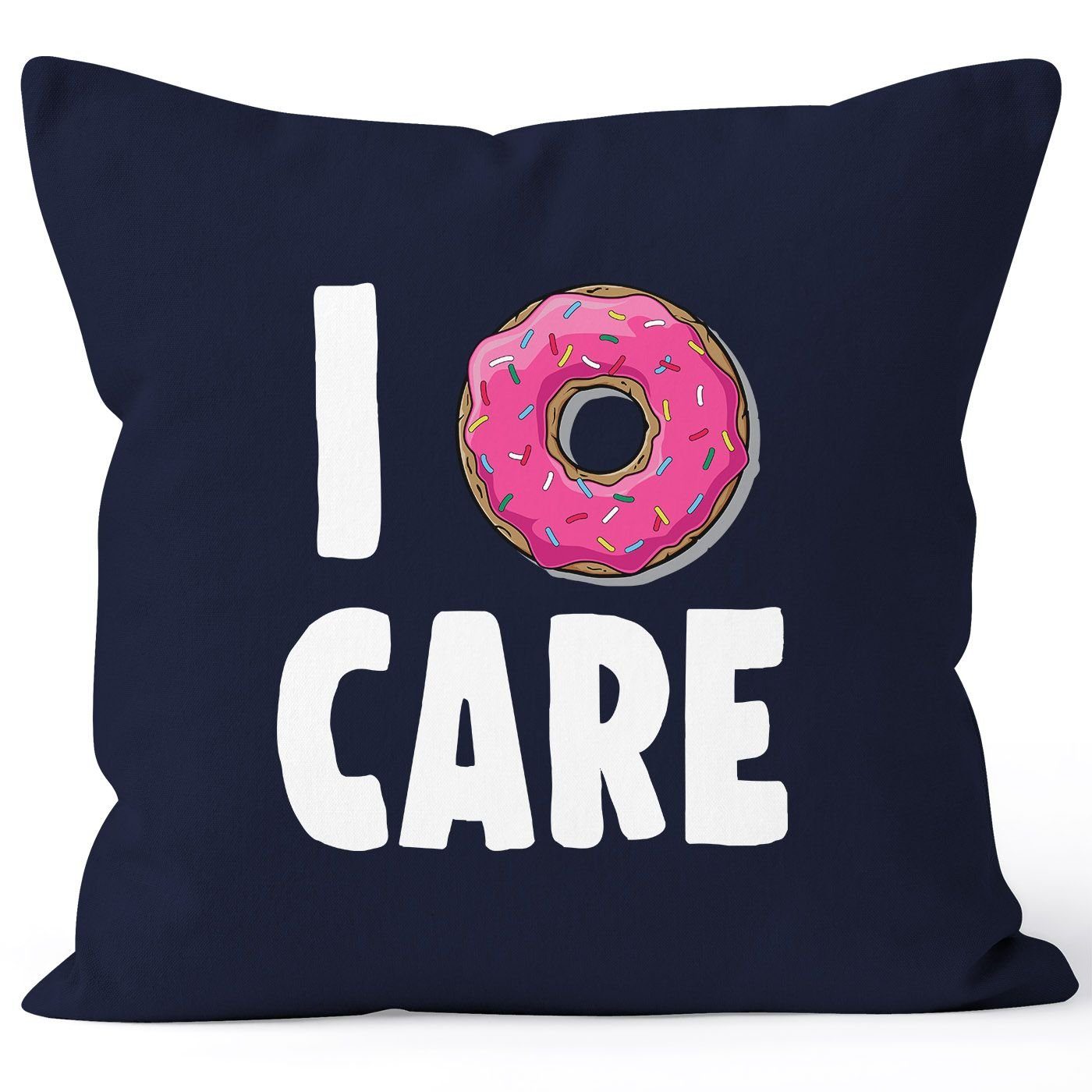 MoonWorks Dekokissen Kissen-Bezug I Donut care I do not care don´t care Kissen-Hülle Deko-Kissen Baumwolle MoonWorks® navy