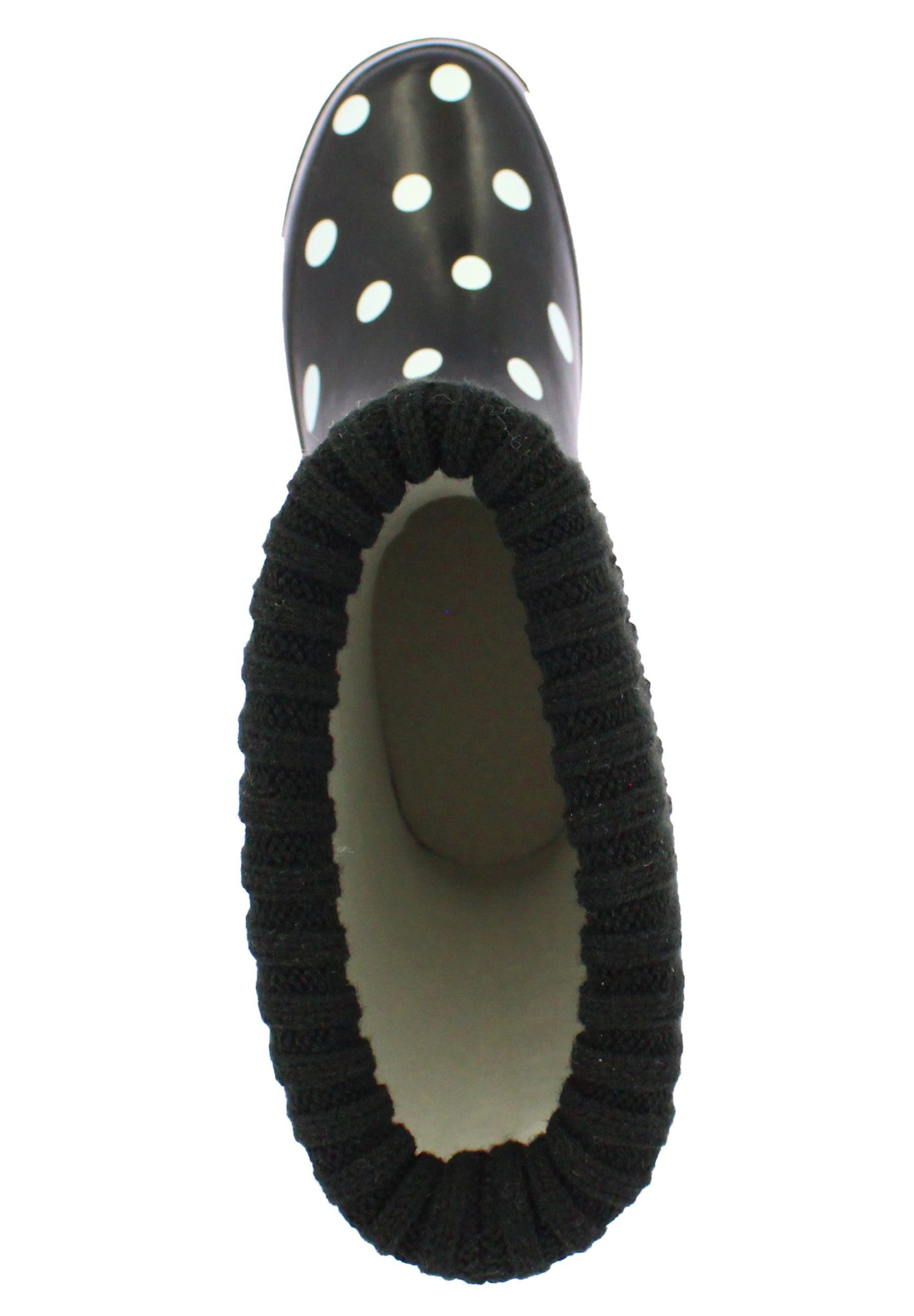 Beck Damen Gummistiefel Dots mit Warmfutter Gummistiefel (für warme Füße bei Nässe und Kälte) wasserdicht, mit modischem Strickkragen
