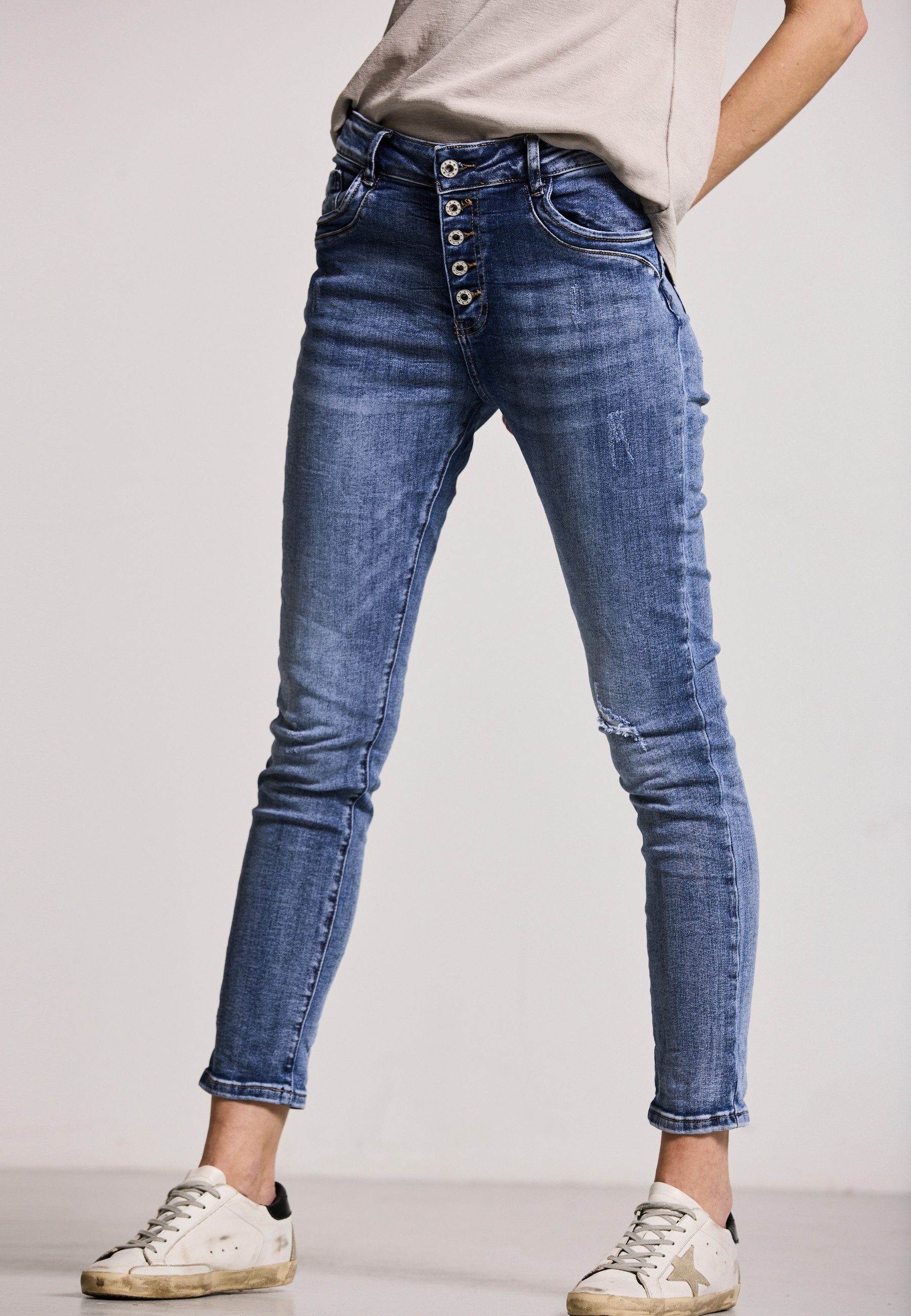 Andijamo-Fashion Slim-fit-Jeans REBEL CUT JEANS Used-Effekte