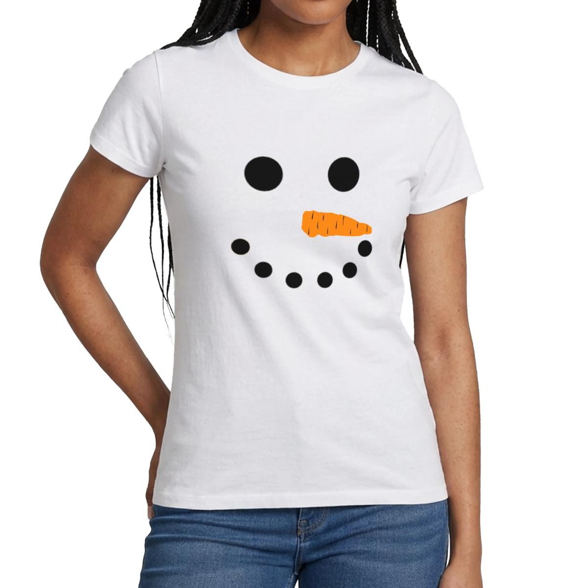 T-Shirt Schneemann Gesicht Fasching Weihnachten Frauen T-Shirt