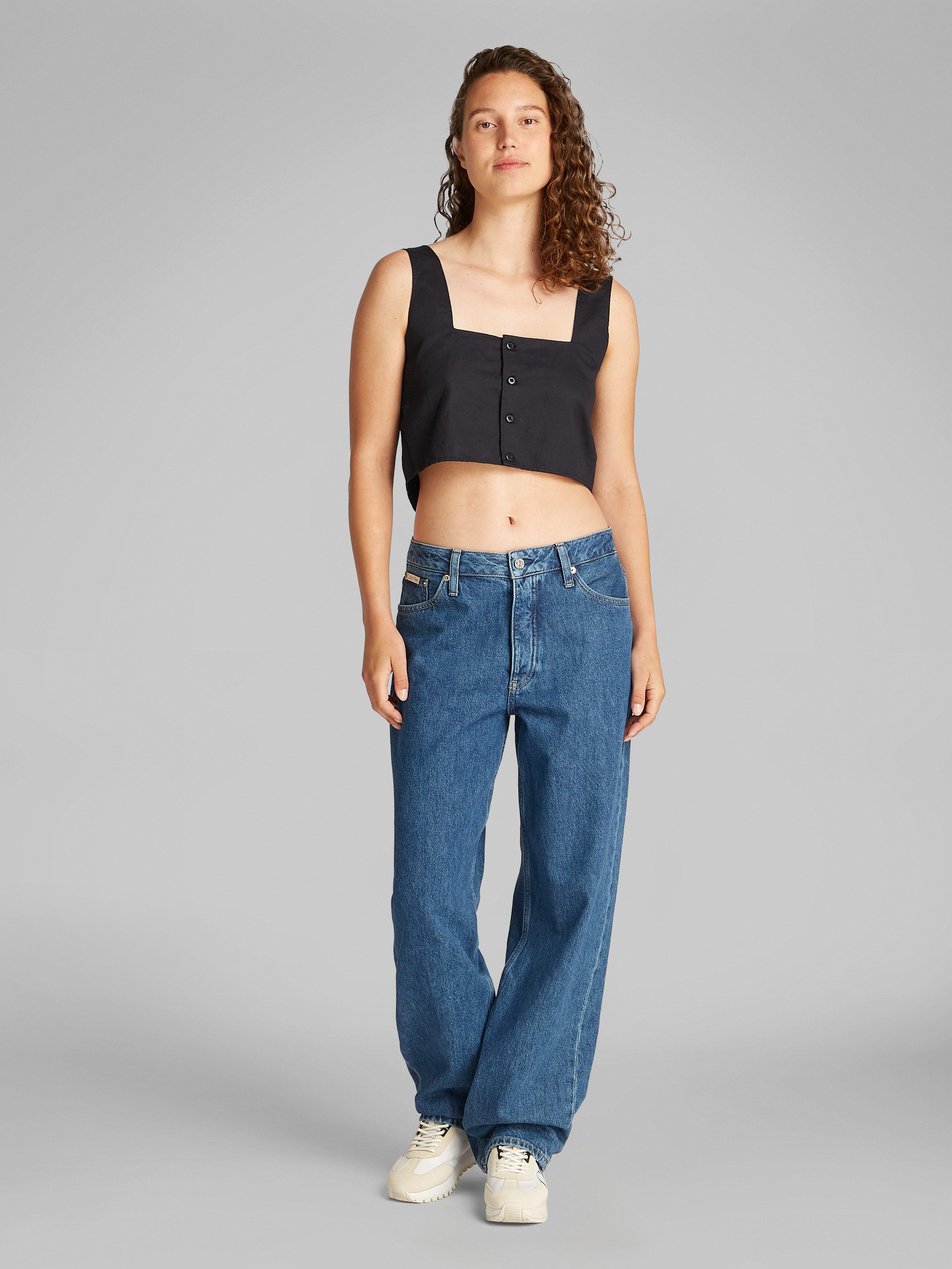 Calvin Klein Jeans Crop-Top SOFT LINEN TOP mit Trägern