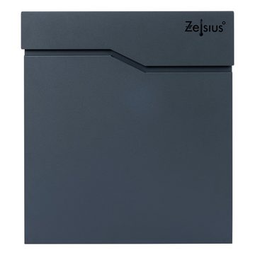 Zelsius Wandbriefkasten Briefkasten Wave mit Zeitungsfach, RAL7016 Anthrazit, Wandmontage (1x Briefkasten, Montagematerial, 1x Briefkasten, Montagematerial), Integrierter Soft-Close Mechanismus, Absenkautomatik