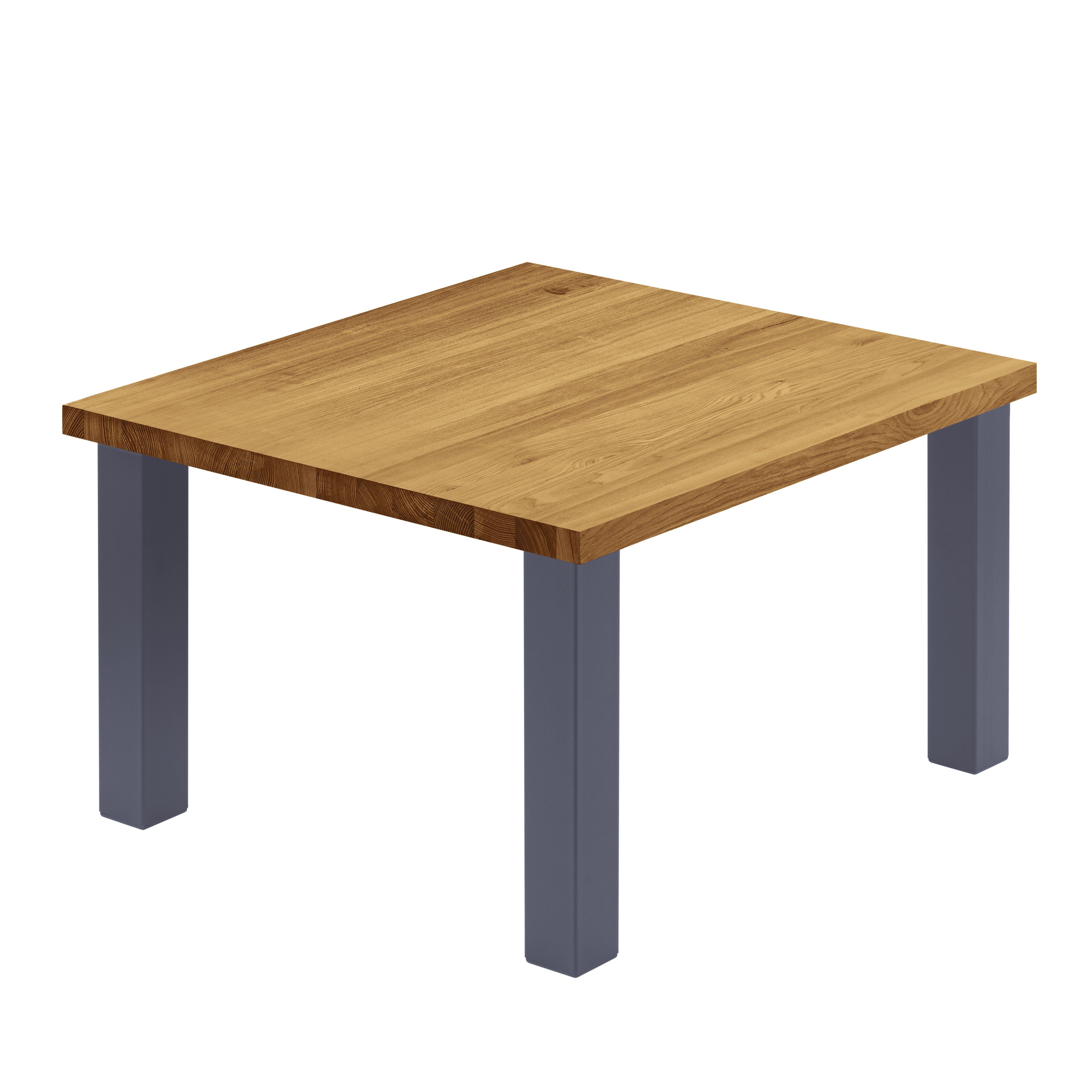 LAMO Manufaktur Esstisch Classic Küchentisch Tischplatte Massivholz inkl. Metallgestell (1 Tisch), gerade Kante Anthrazit | Rustikal