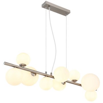 Globo LED Pendelleuchte, Pendelleuchte Hängeleuchte Deckenlampe Kugel opal silber LED L 87 cm