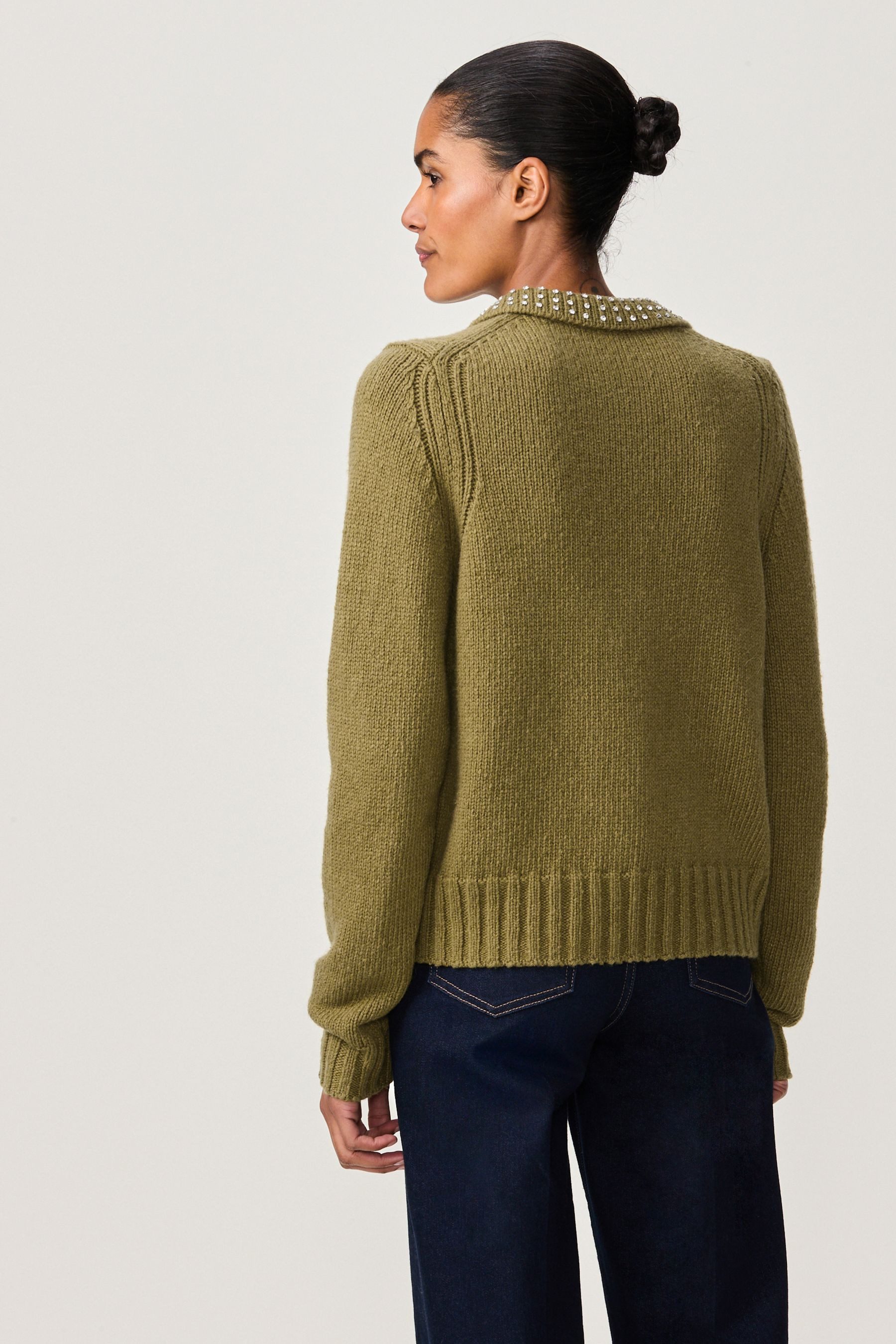 Next Strickpullover Pullover mit schmuckbesetztem Kragen günstig online kaufen