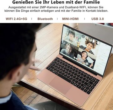 AOCWEI Laptop mit 5G WiFi FHD Bluetooth 4.2 Notebook (Intel Celeron, Intel N4020, 256 GB SSD, mit HDMI Kühlgebläse & Kabelloser Maus & Tastaturschutz(Deutscher)