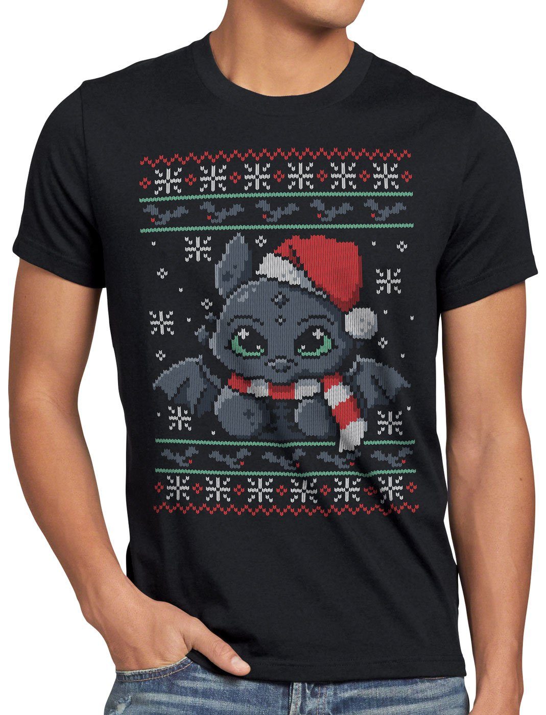 style3 Print-Shirt Herren T-Shirt Nordische Weihnachten Ugly Sweater wikinger mittelalter x-mas pulli weihnachtsbaum
