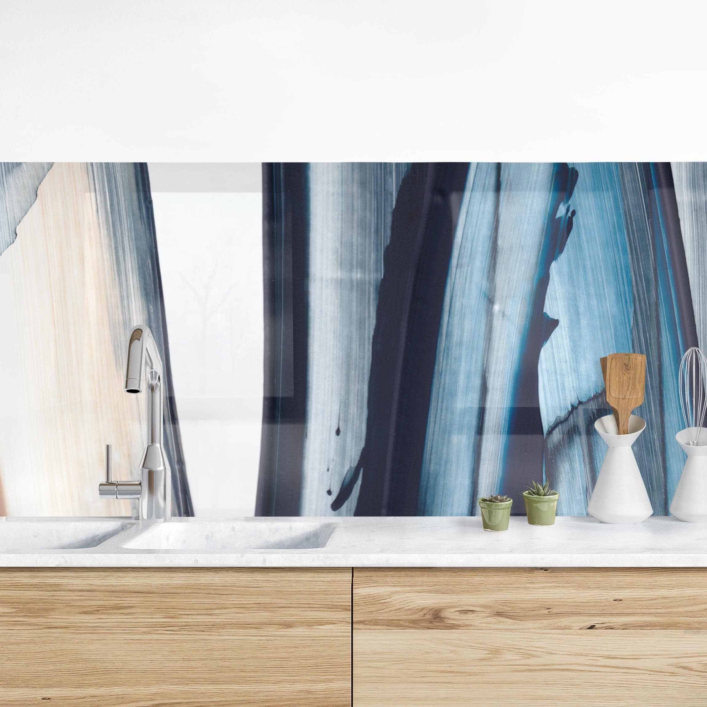 Küchenrückwand selbstklebend blau Muster Abstrakt