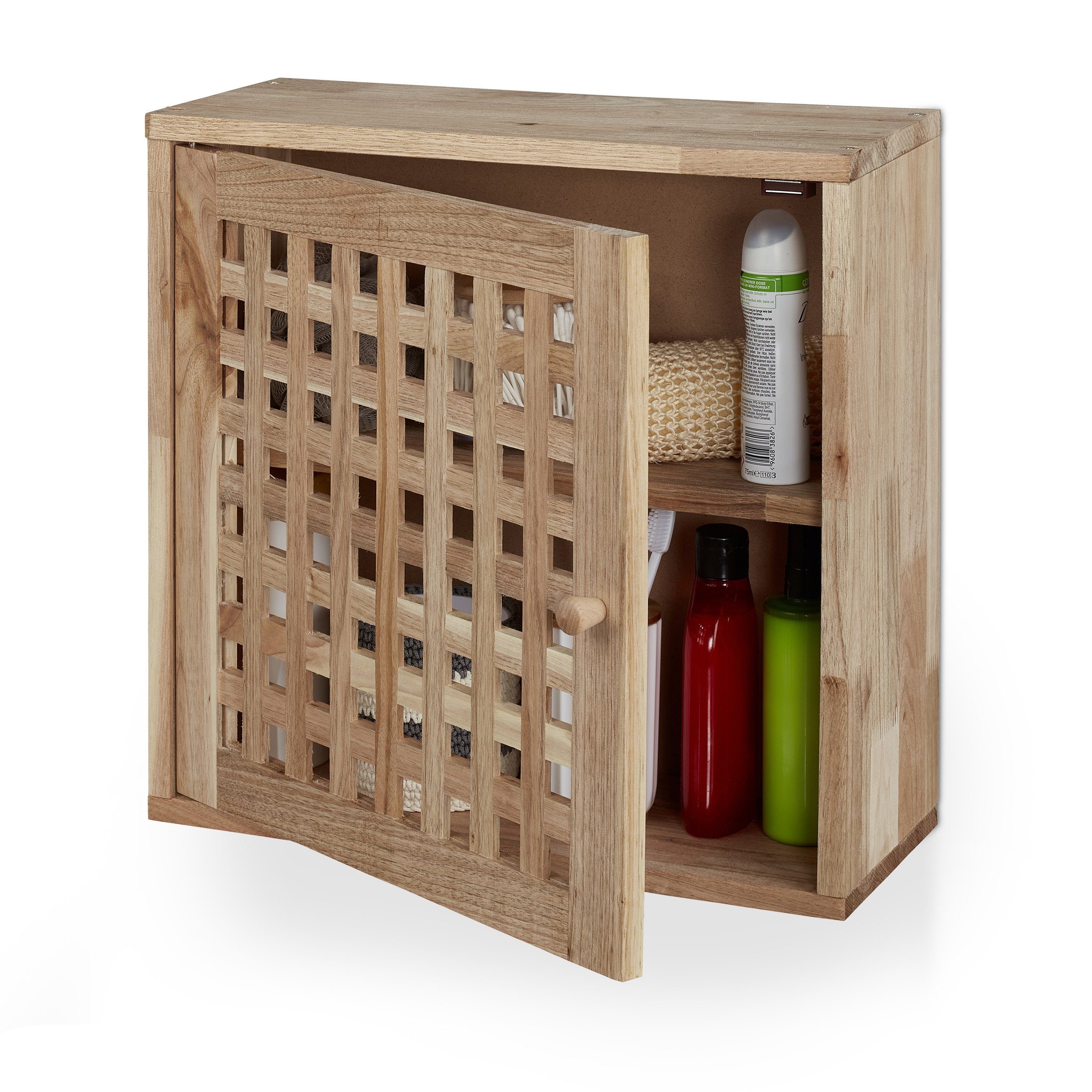 relaxdays Hängeschrank Schmaler Wandschrank aus Walnussholz (1-St)