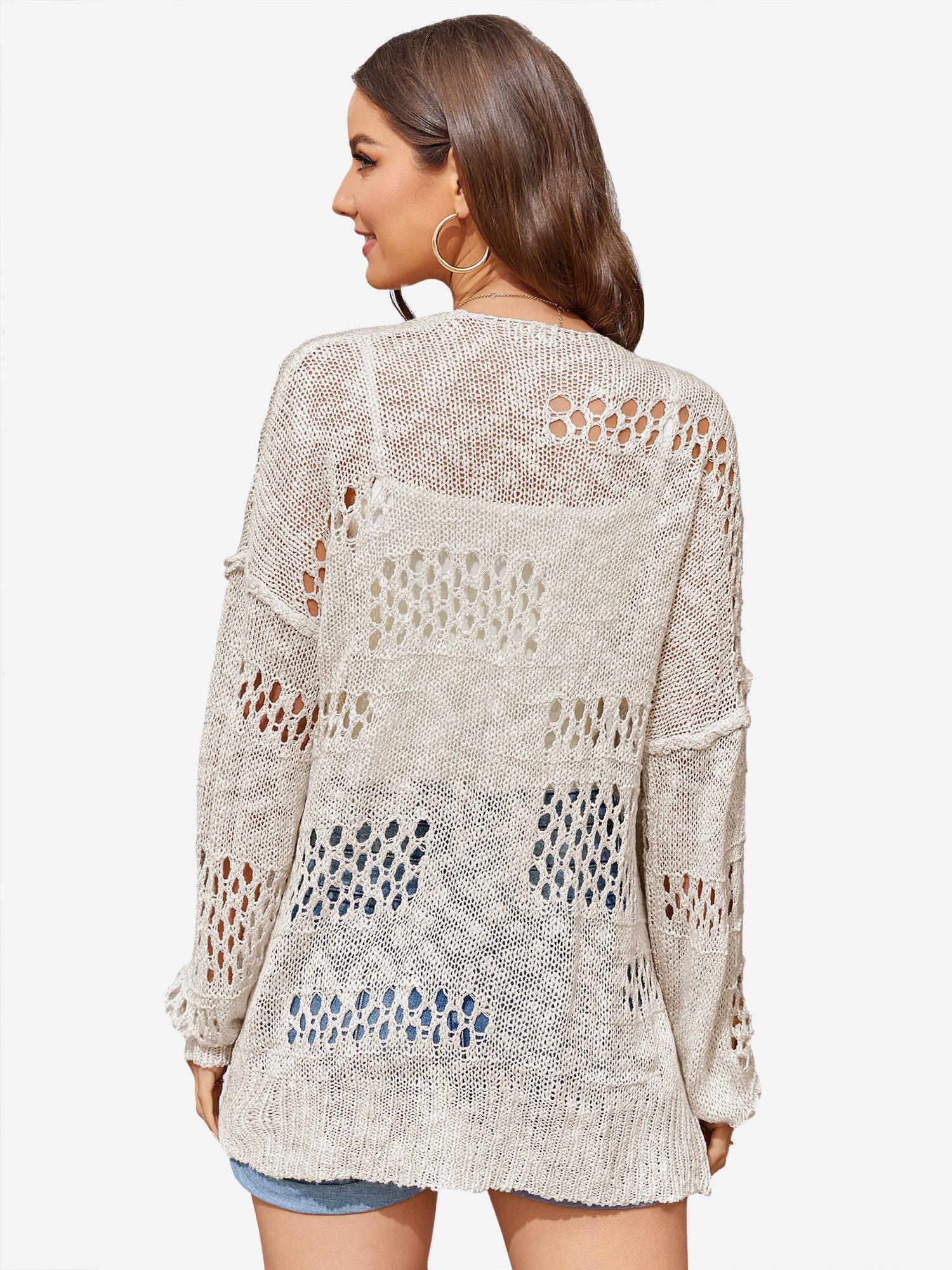 Imily Bela Longstrickjacke Damen Boho Oberbekleidung (Packung, 1-tlg., 1per-Pack) Häkeln – Bild 5 von 5