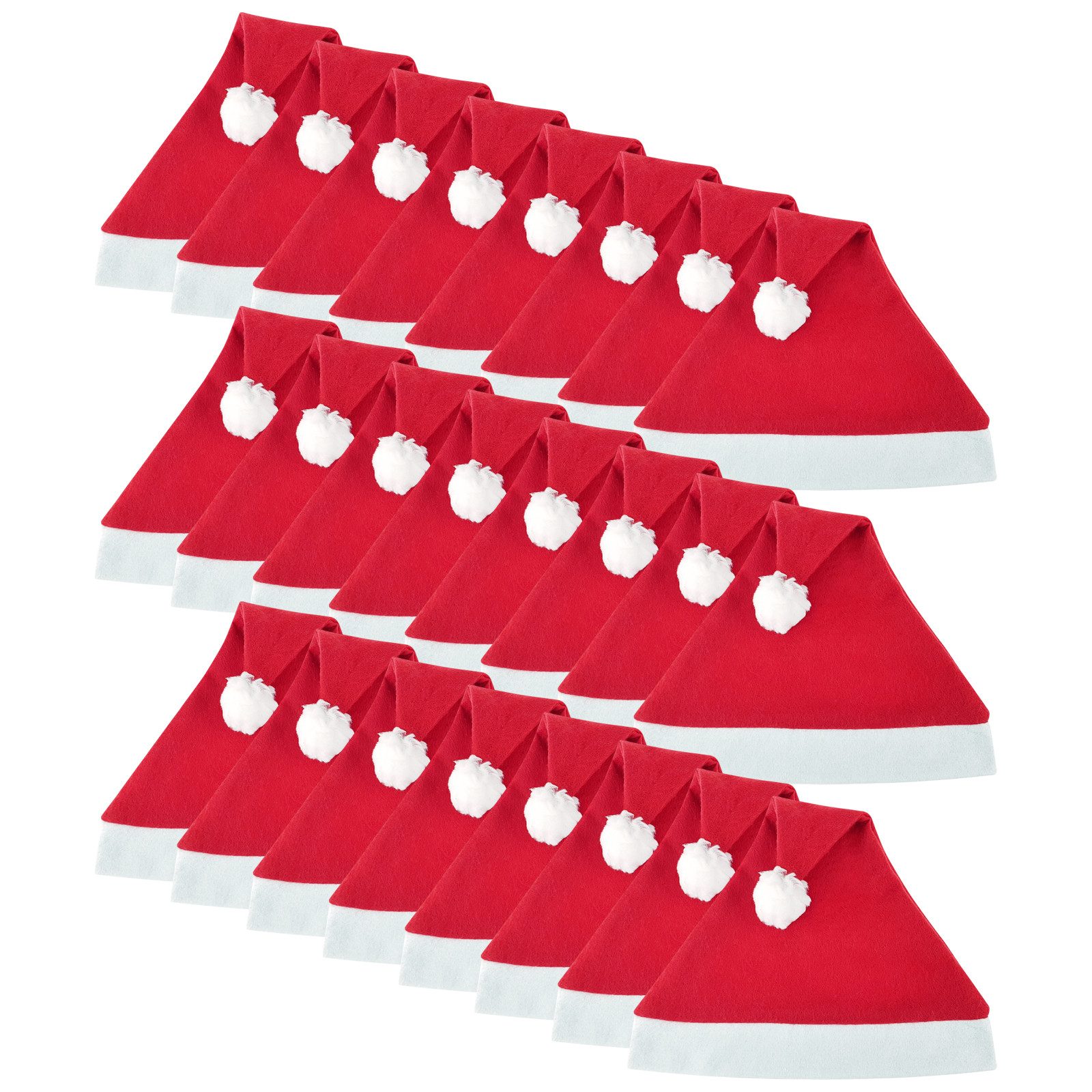 Wellgro Bommelmütze 24 Weihnachtsmützen mit Bommel - 30 x 30 cm (BxH), Einheitsgröße