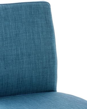 TPFLiving Barhocker Cathy mit bequemer Rückenlehne und angenehmer Fußstütze (Barstuhl Hocker für Theke & Küche - höhenverstellbar und drehbar), Gestell Metall chrom - Sitzfläche: Stoff Blau