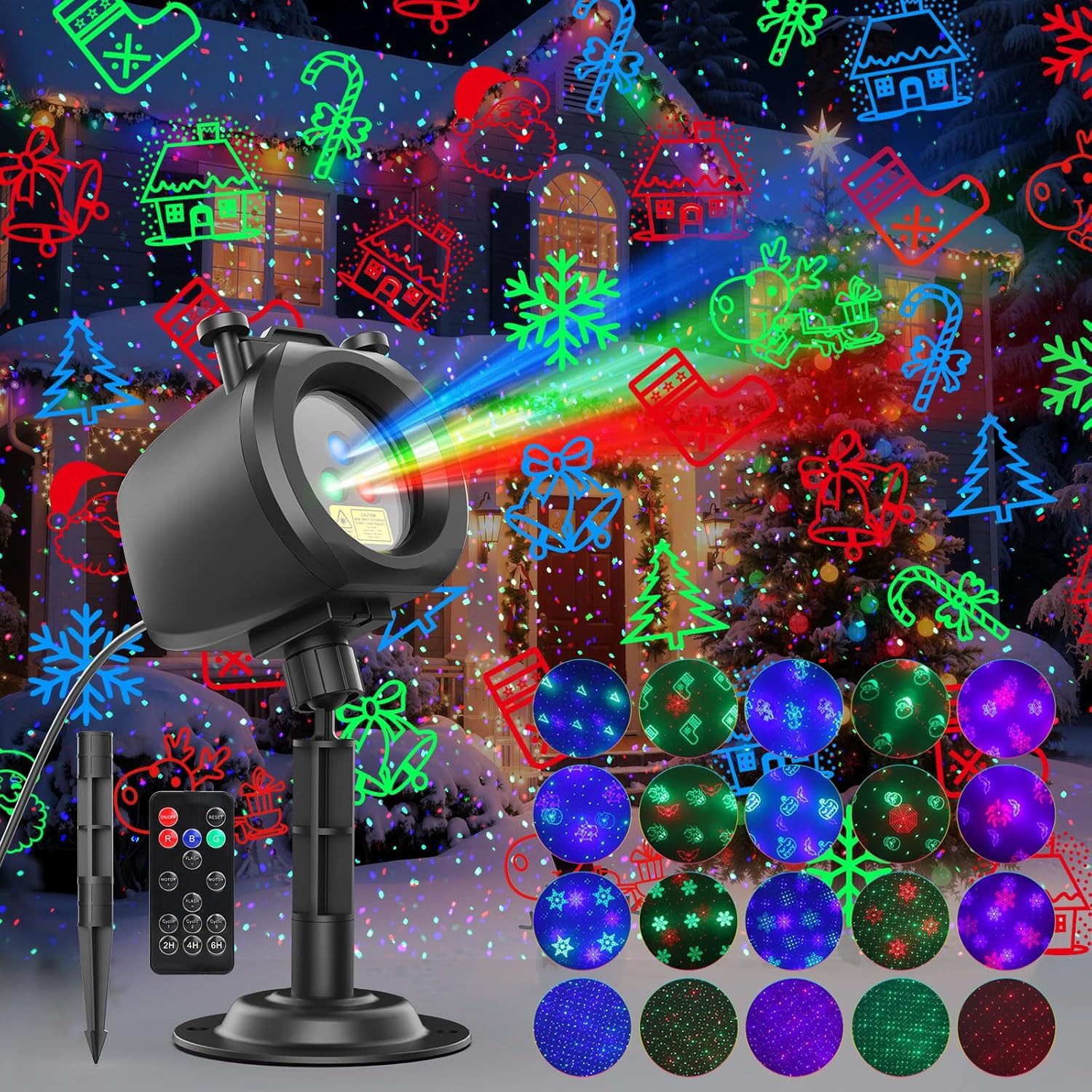 Fanttik Projektionslampe LED Projektionslampe, wasserdicht Outdoor Gartenprojektor, LED fest integriert, KaltweiB, Эко-товар