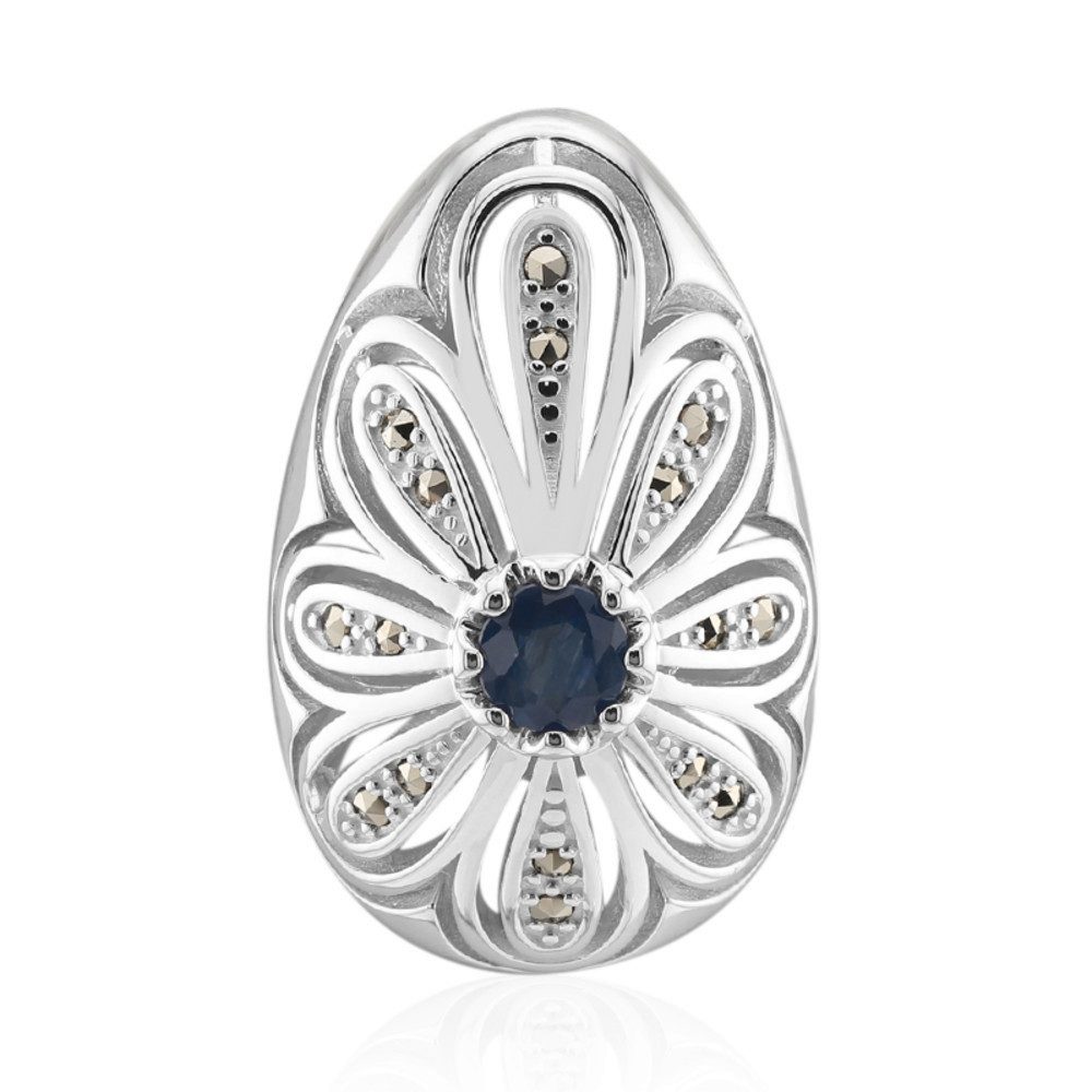 Cavill Kettenanhänger Cavill Ring Sterlingsilber 0,46 ct Saphir blau Markasit floral (1-tlg)