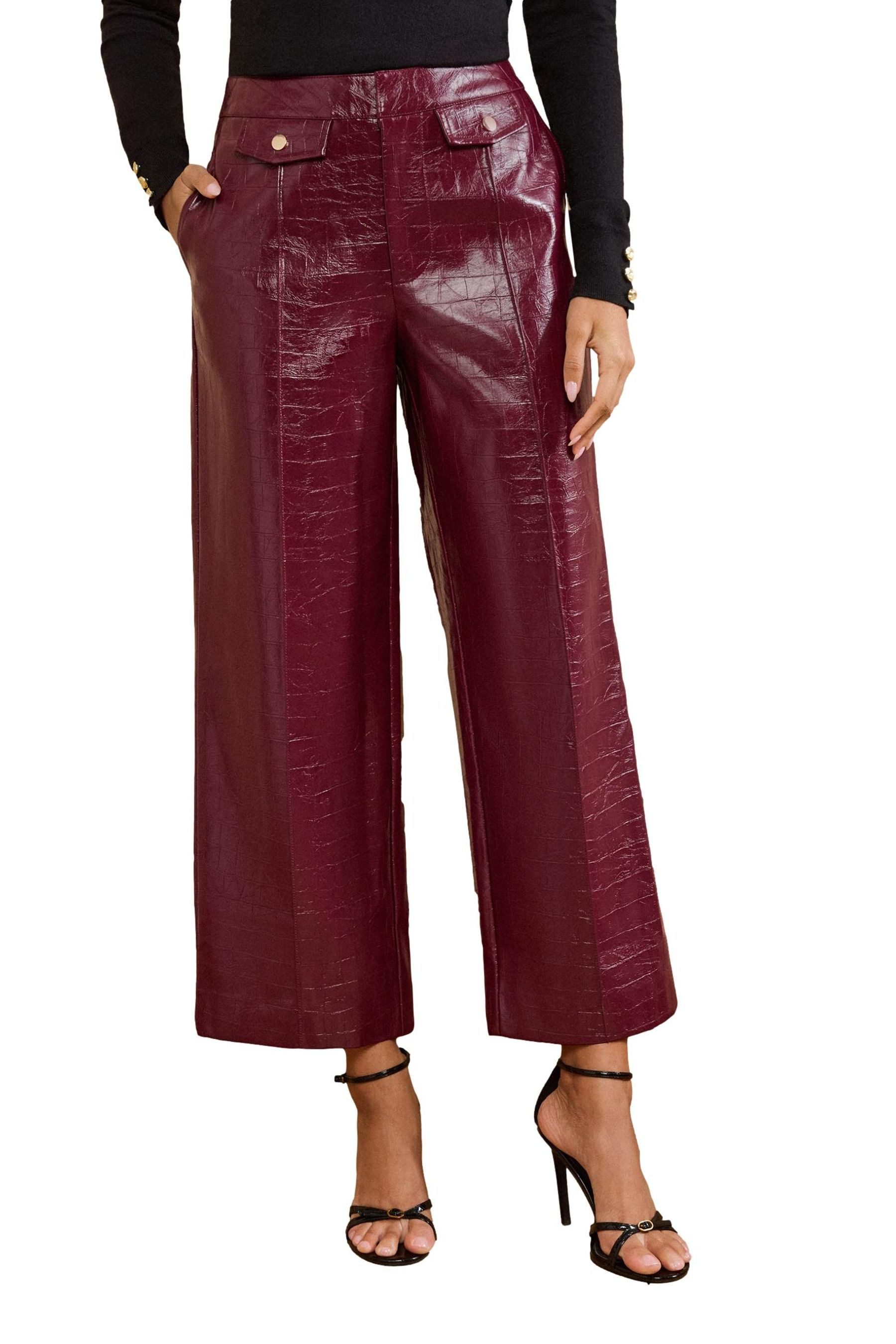 Love & Roses Lederhose Love & Roses verkürzte, weite Kunstlederhose (1-tlg)