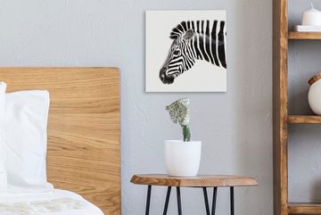 OneMillionCanvasses® Leinwandbild Zebra - Tiere - Weiß, (1 St), Leinwand Bilder für Wohnzimmer Schlafzimmer