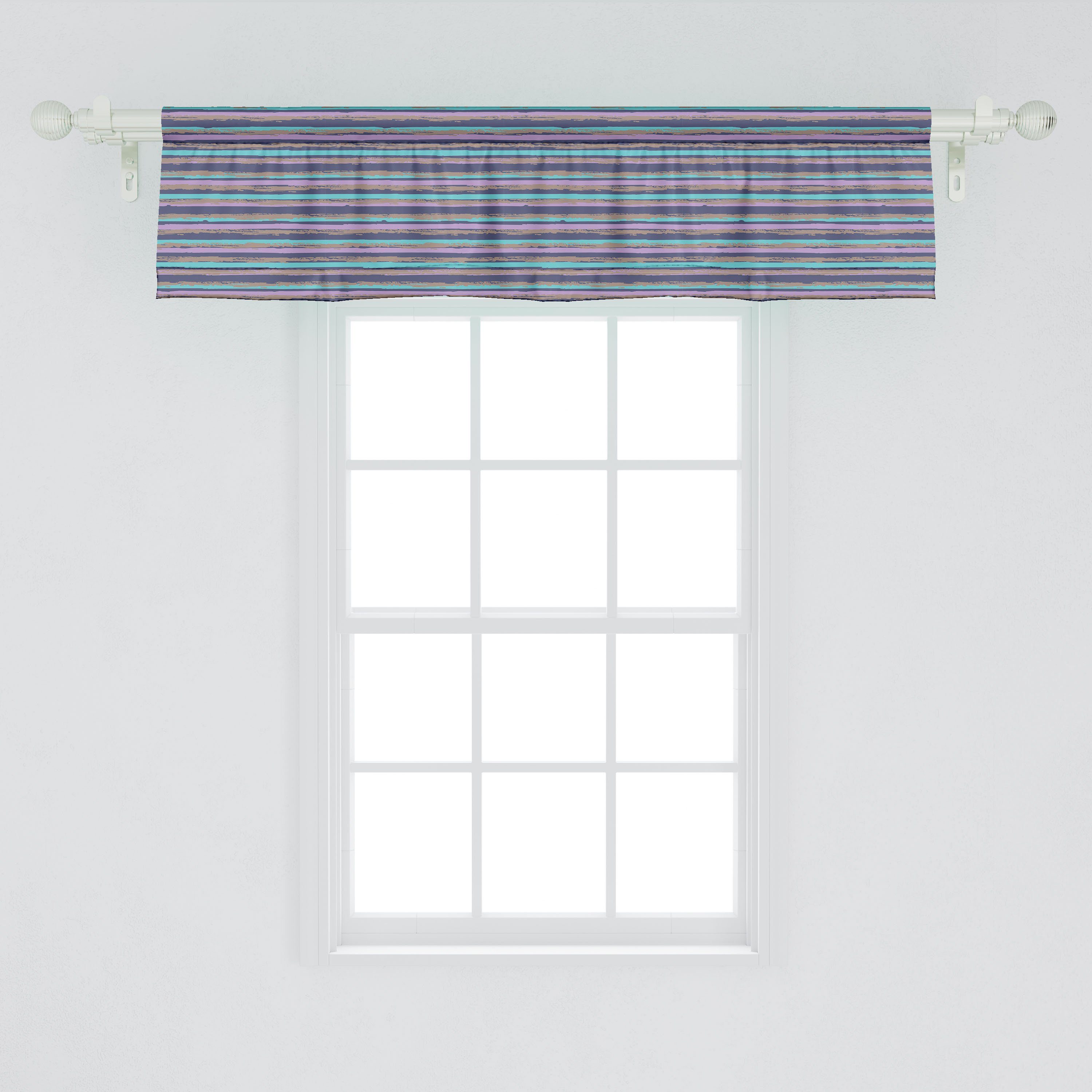 Scheibengardine Vorhang Volant Dekor Abstrakt Küche Horizontal Pinselstriche für Microfaser, Abakuhaus, Stangentasche, mit Schlafzimmer