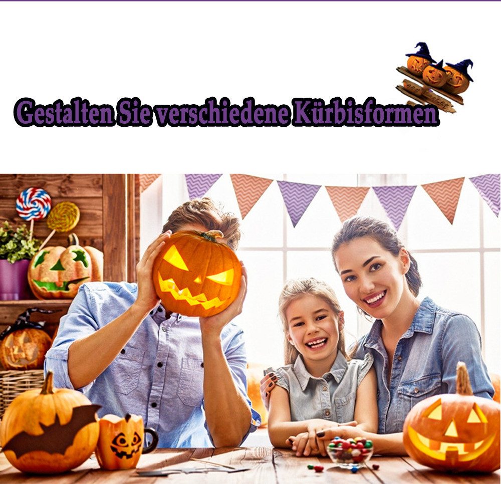 CLTYQ Dekoobjekt 24-teiliges Kürbisschnitzset für Halloween,mit Hammer und 20 Formen (24 St), Kindersicheres DIY Edelstahl-Werkzeug für Familien,DIY Kürbisdeko – Bild 5 von 5