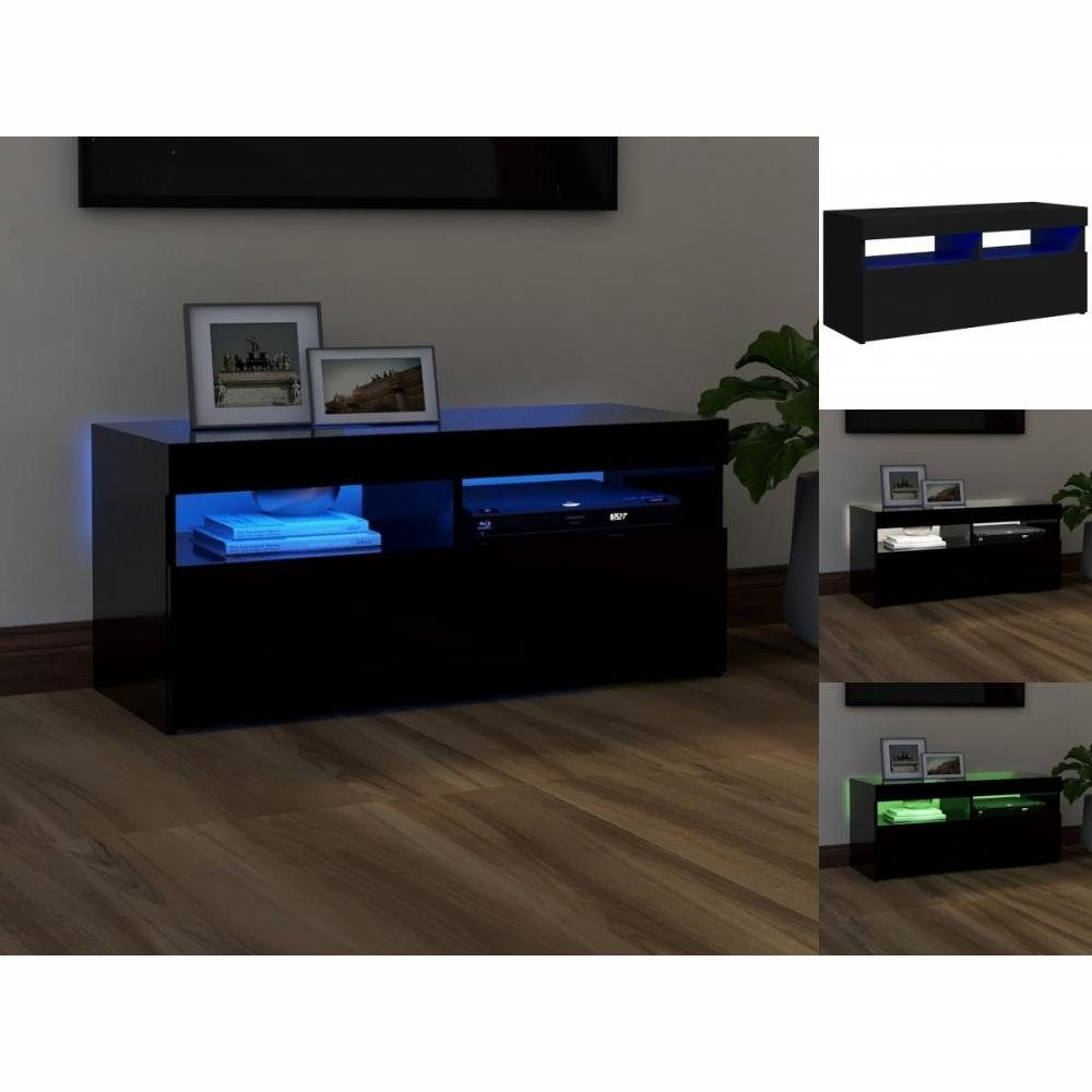 vidaXL TV-Schrank TV-Schrank mit LED-Leuchten Schwarz 90x35x40 cm Lowboard