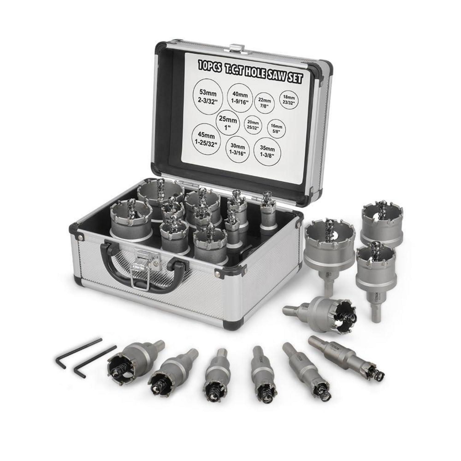 LuxusKollektion Lochsäge Lochsägen-Set 10-teilig 16-53 mm Hartmetall für Edelstahl Metall Holz