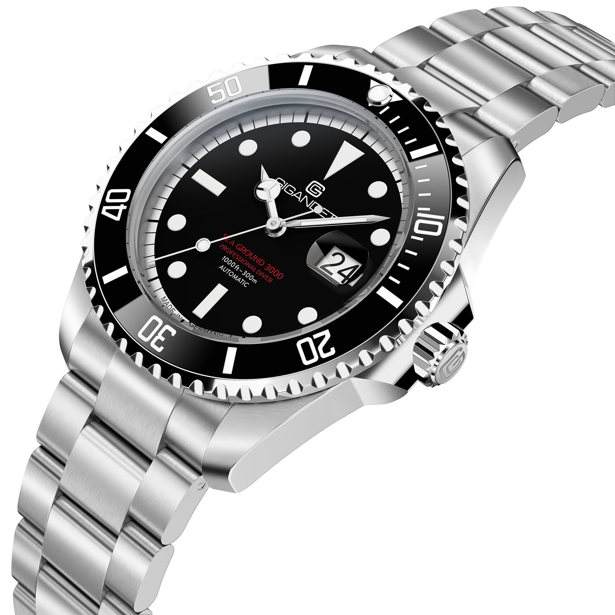 Gigandet Automatikuhr SEA GROUND G3000, Made in Germany, Saphirglas, Keramiklünette, Swiss SuperLuminova