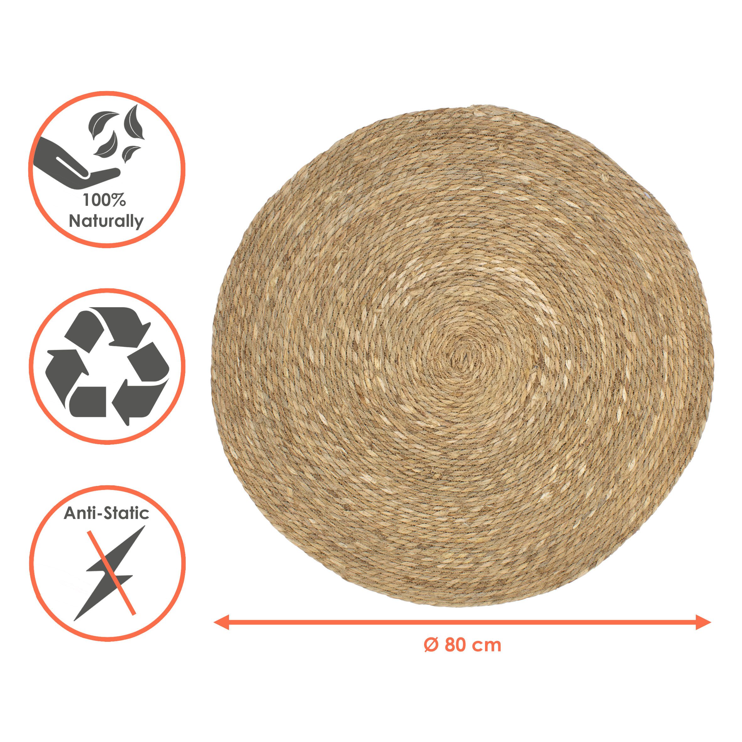 Spetebo Teppich aus Seegras Ø 80 cm, rund, Höhe: 10 mm, für Fußbodenheizung günstig online kaufen