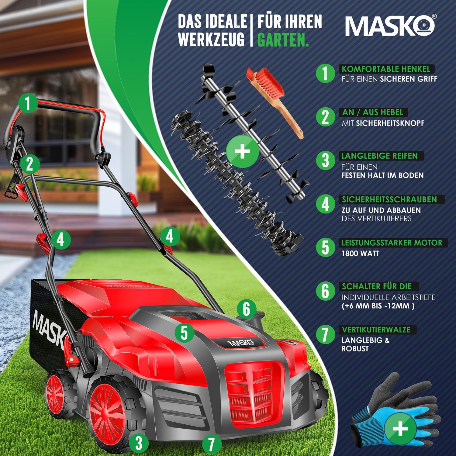 MASKO Elektro-Vertikutierer, 40 cm Arbeitsbreite, (0-tlg), günstig online kaufen