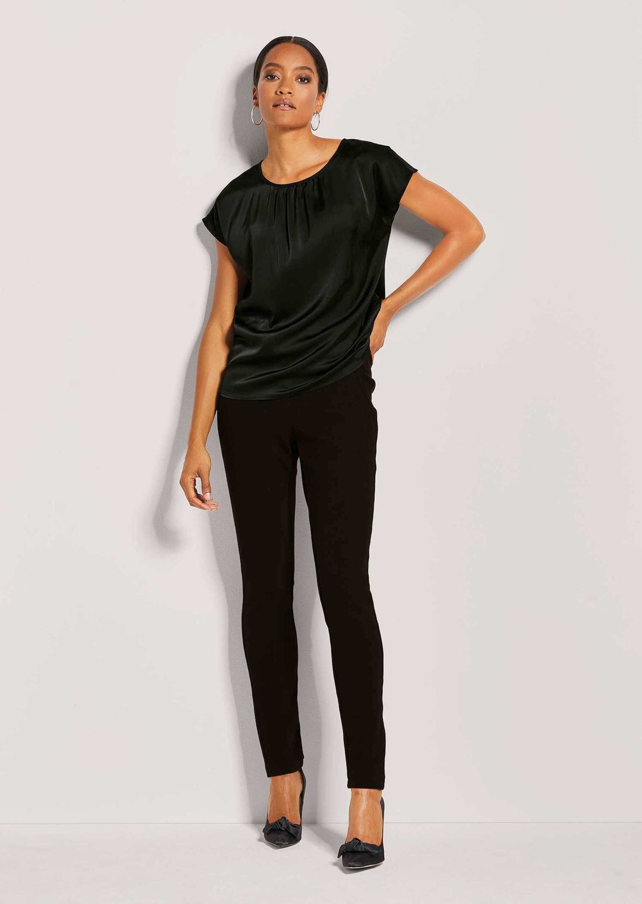 MADELEINE Shirtbluse Elegante Satinbluse in A-Linie Schimmernde Businessblu günstig online kaufen